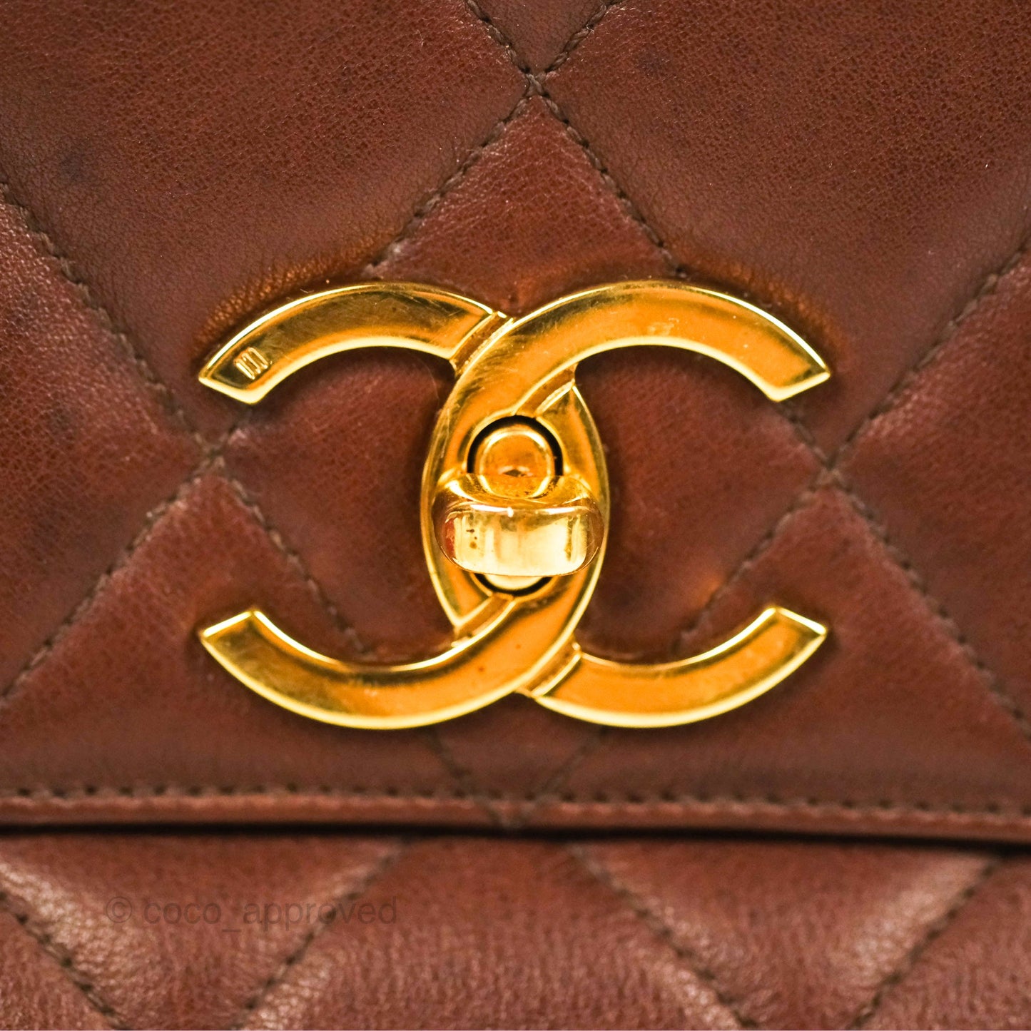 Chanel Vintage Tote Bag Quilted Brown 24K Gold Hardware
