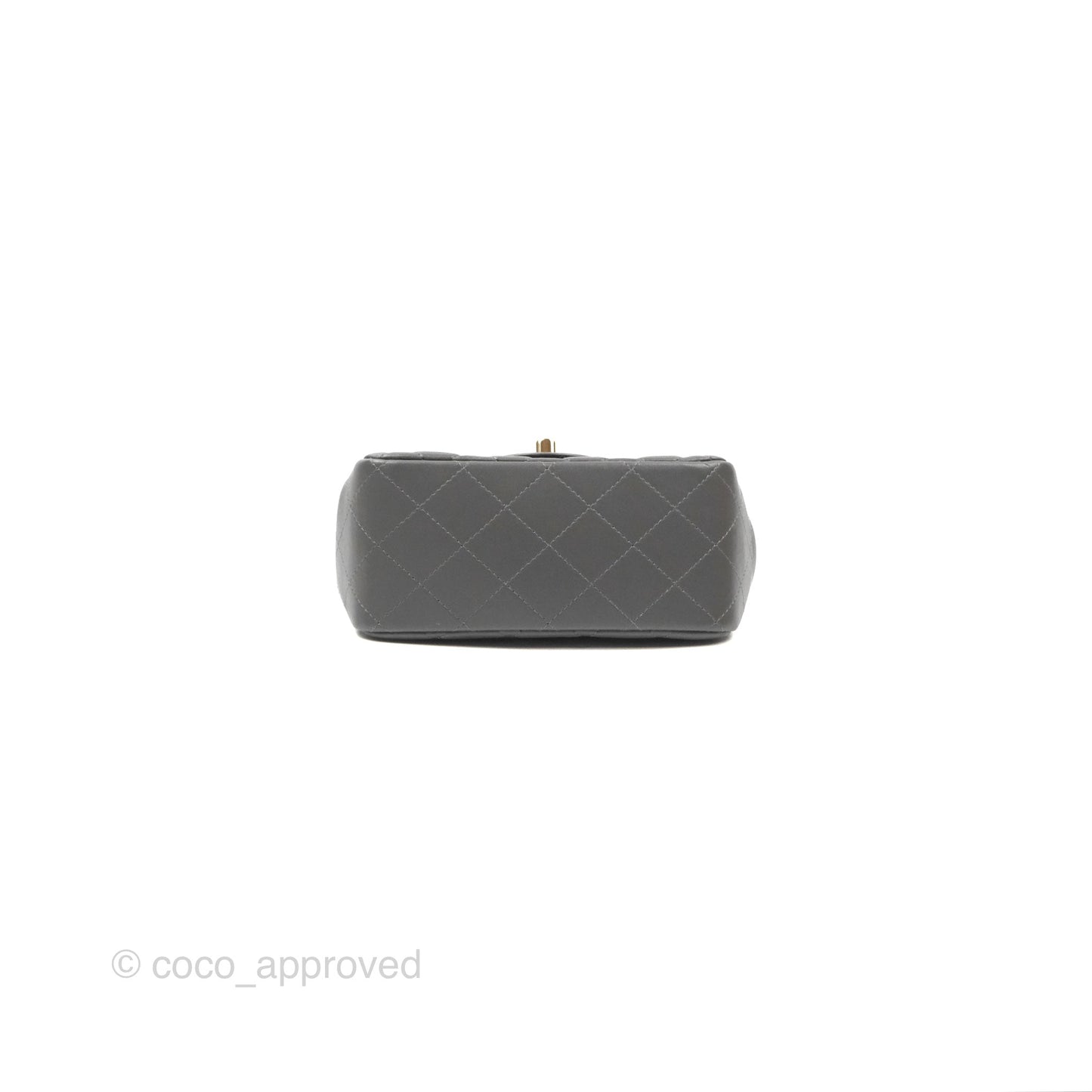 Chanel Quilted Mini Square Flap Grey Lambskin Gold Hardware