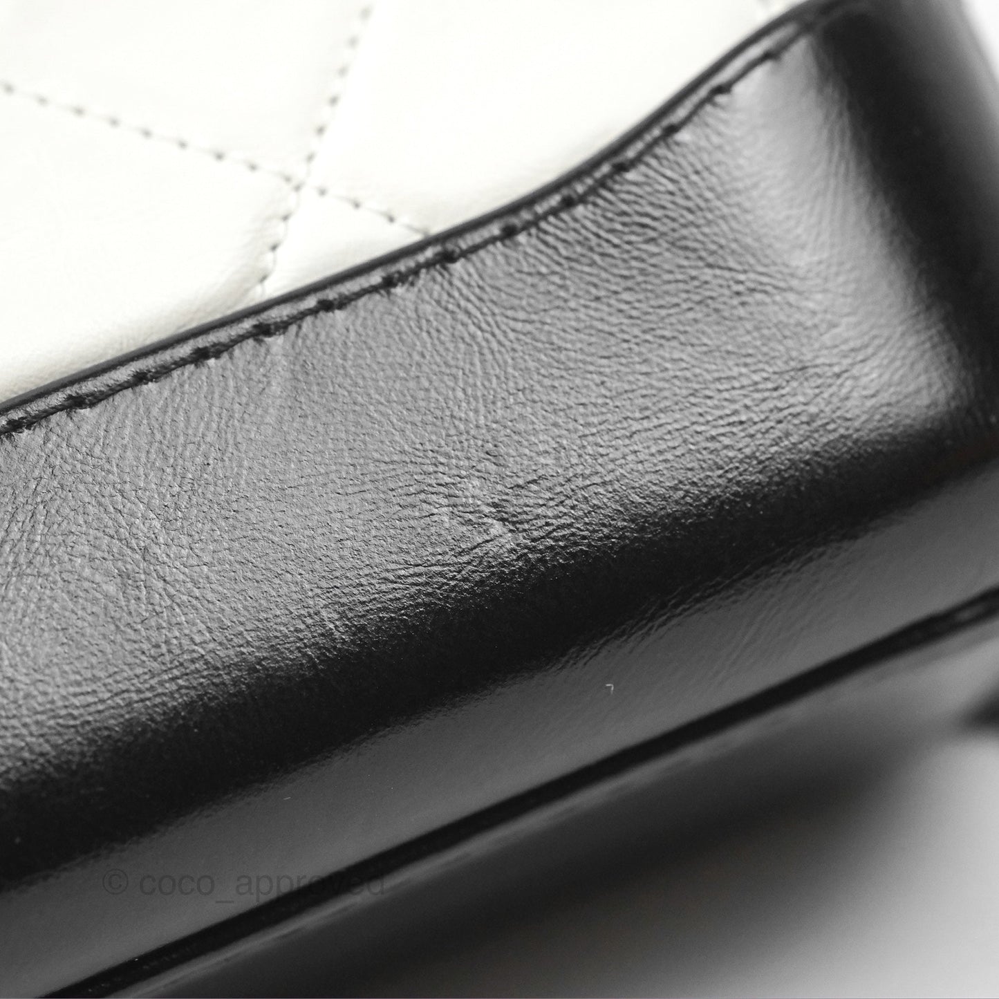 Chanel Small Gabrielle Hobo Quilted Black White Aged Calfskin