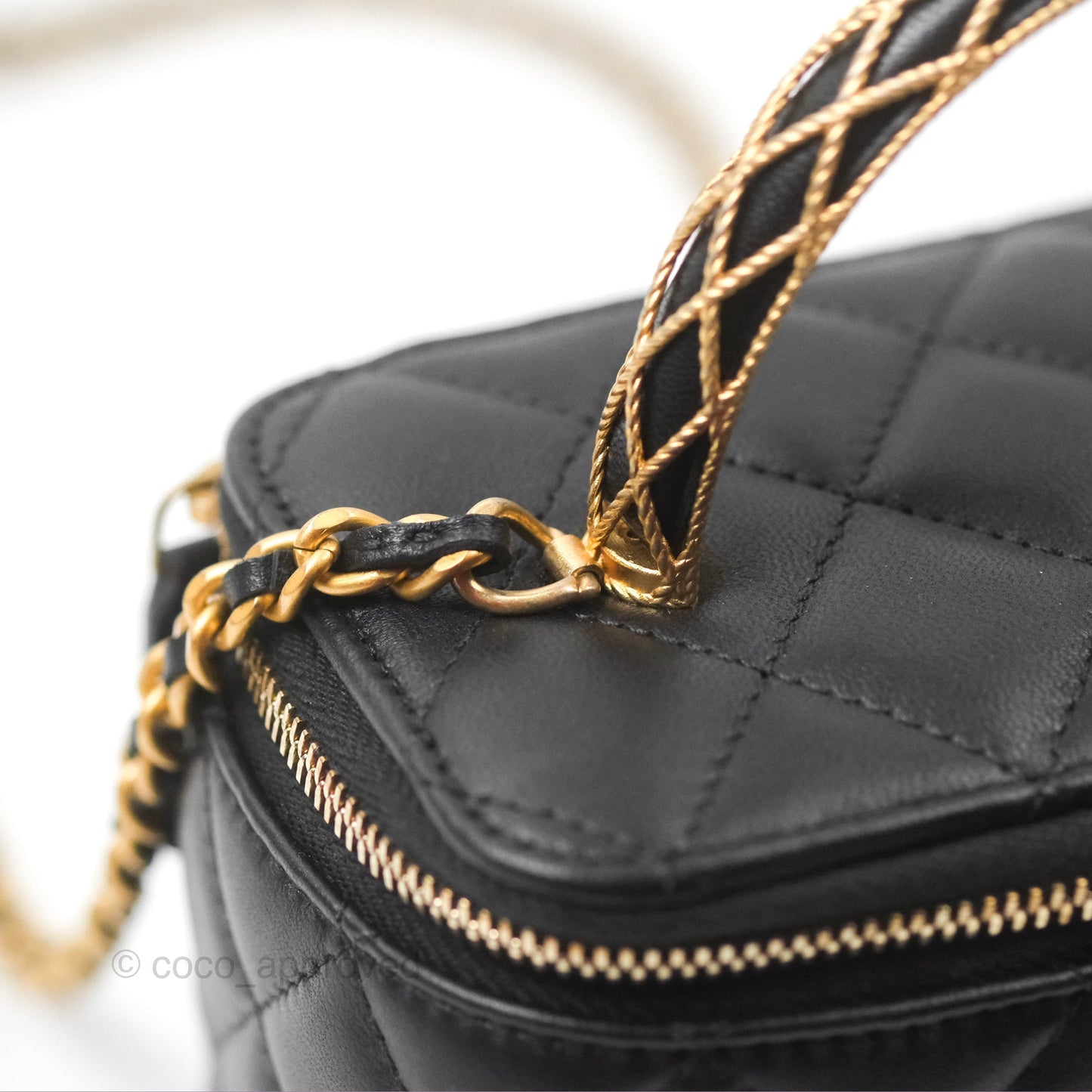 Chanel Top Handle Vanity Rectangular Black Lambskin Gold Hardware