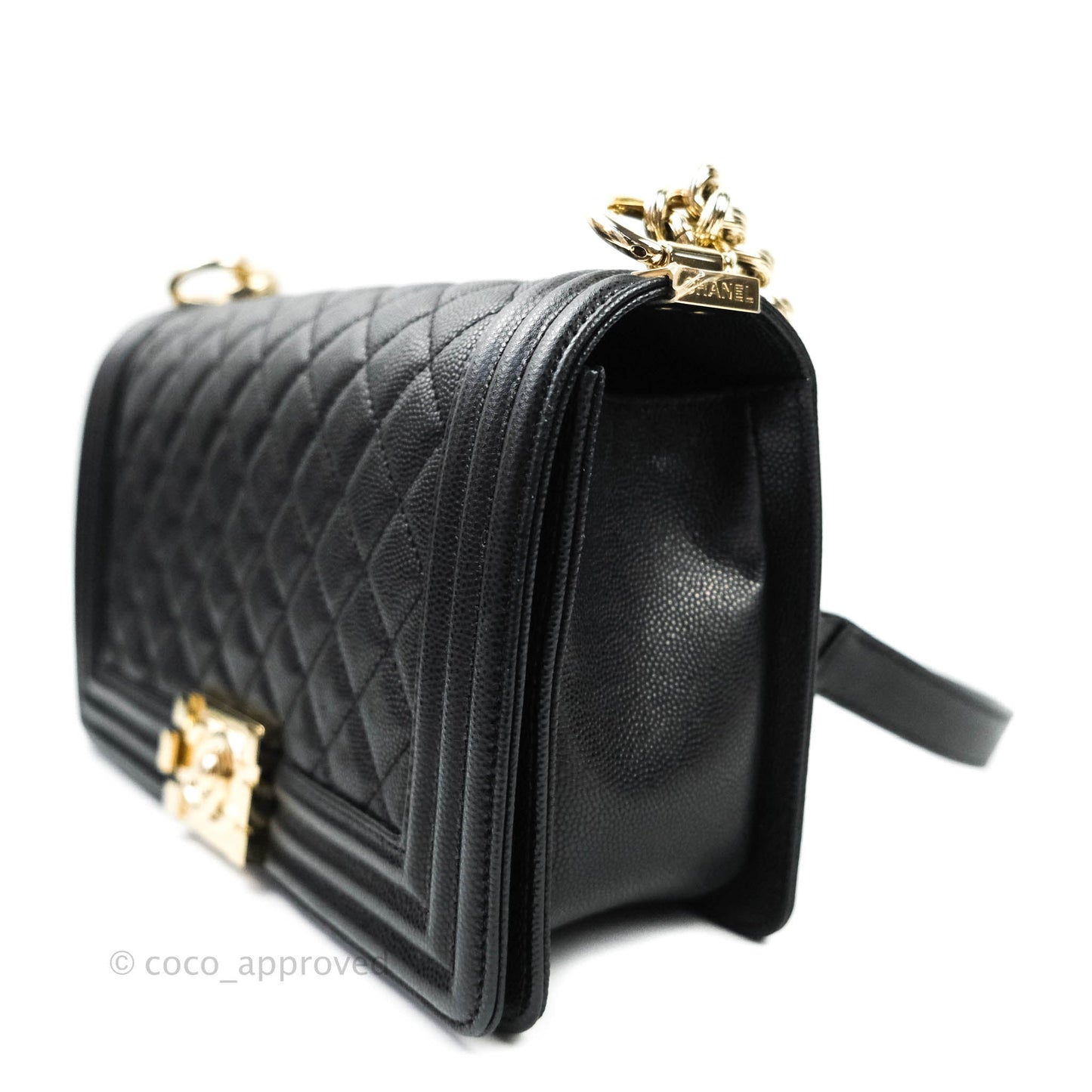 Chanel Boy Quilted Medium Black Caviar Gold Hardware