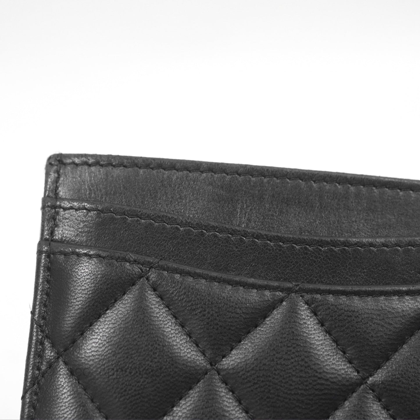 Chanel Classic Flat Card Holder Black Lambskin Gold Hardware