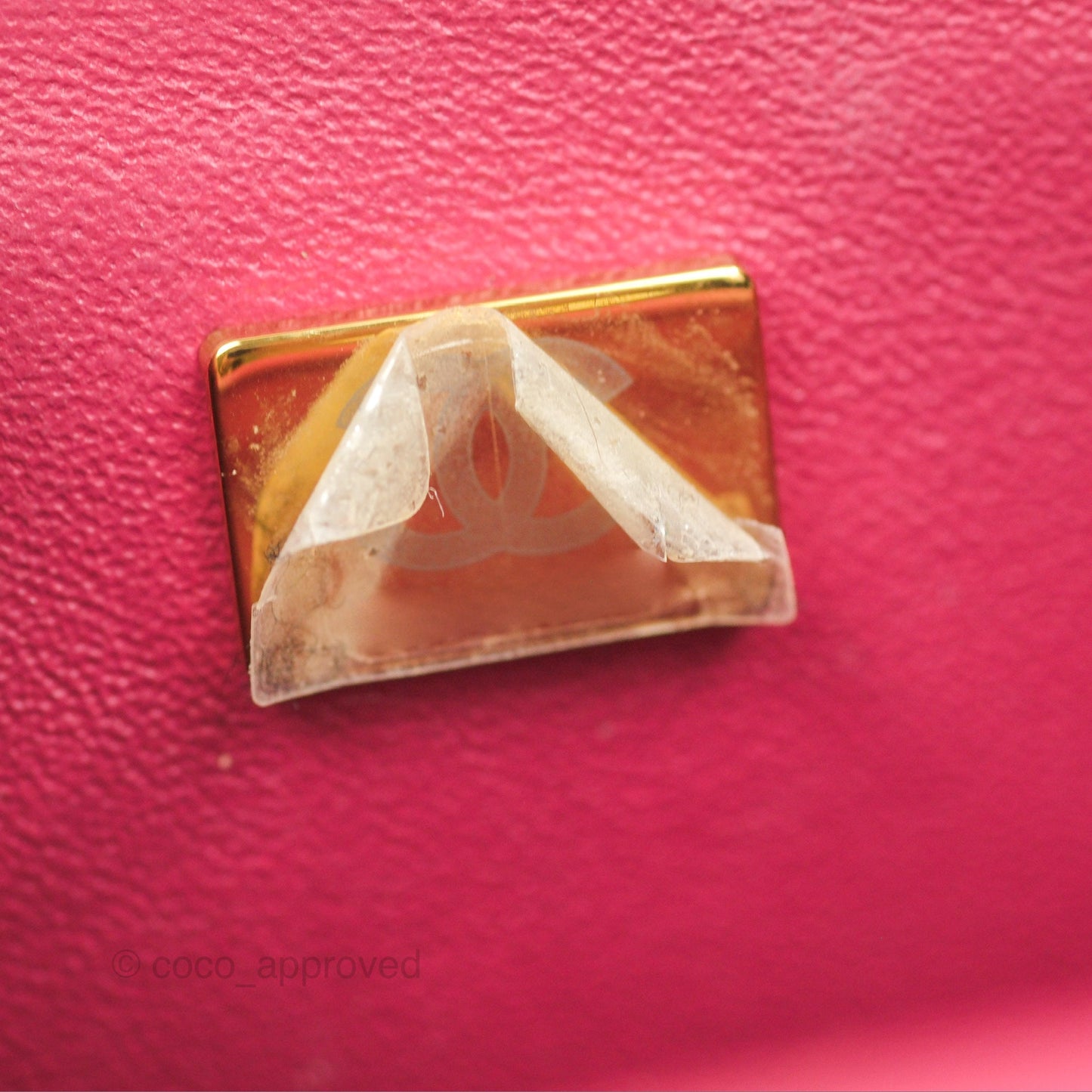 Chanel Top Handle Mini Rectangular Flap Bag Berry Red Lambskin Aged Gold Hardware