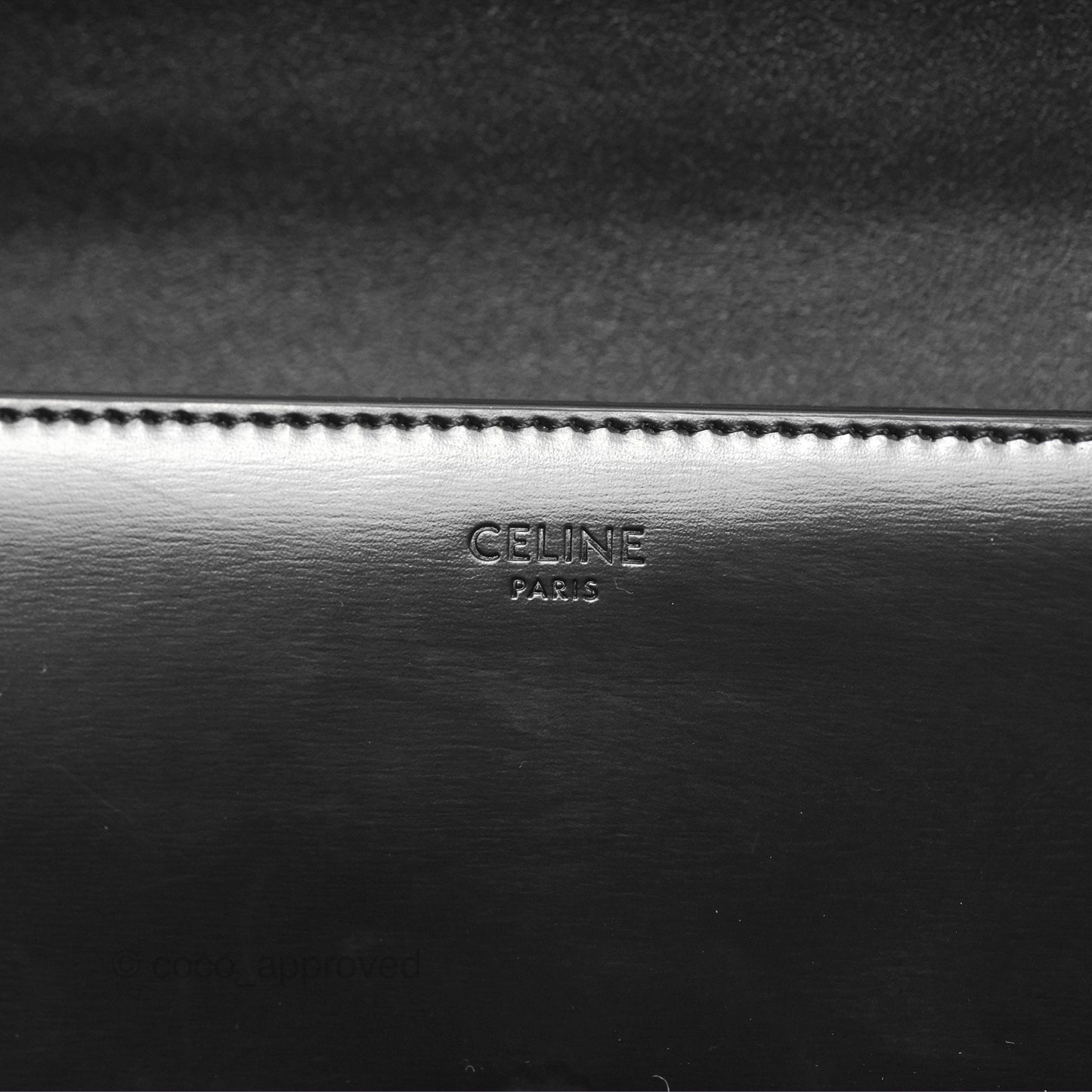 Celine Triomphe Chain Shoulder Bag So Black Shiny Calfskin