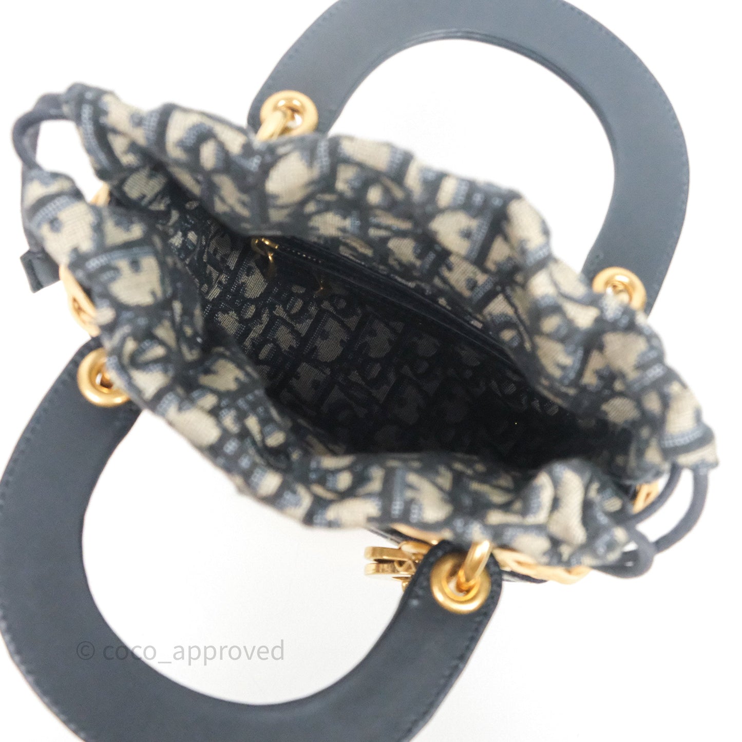 Christian Dior Mini Lady Dior Natural Rattan and Blue Dior Oblique Jacquard
