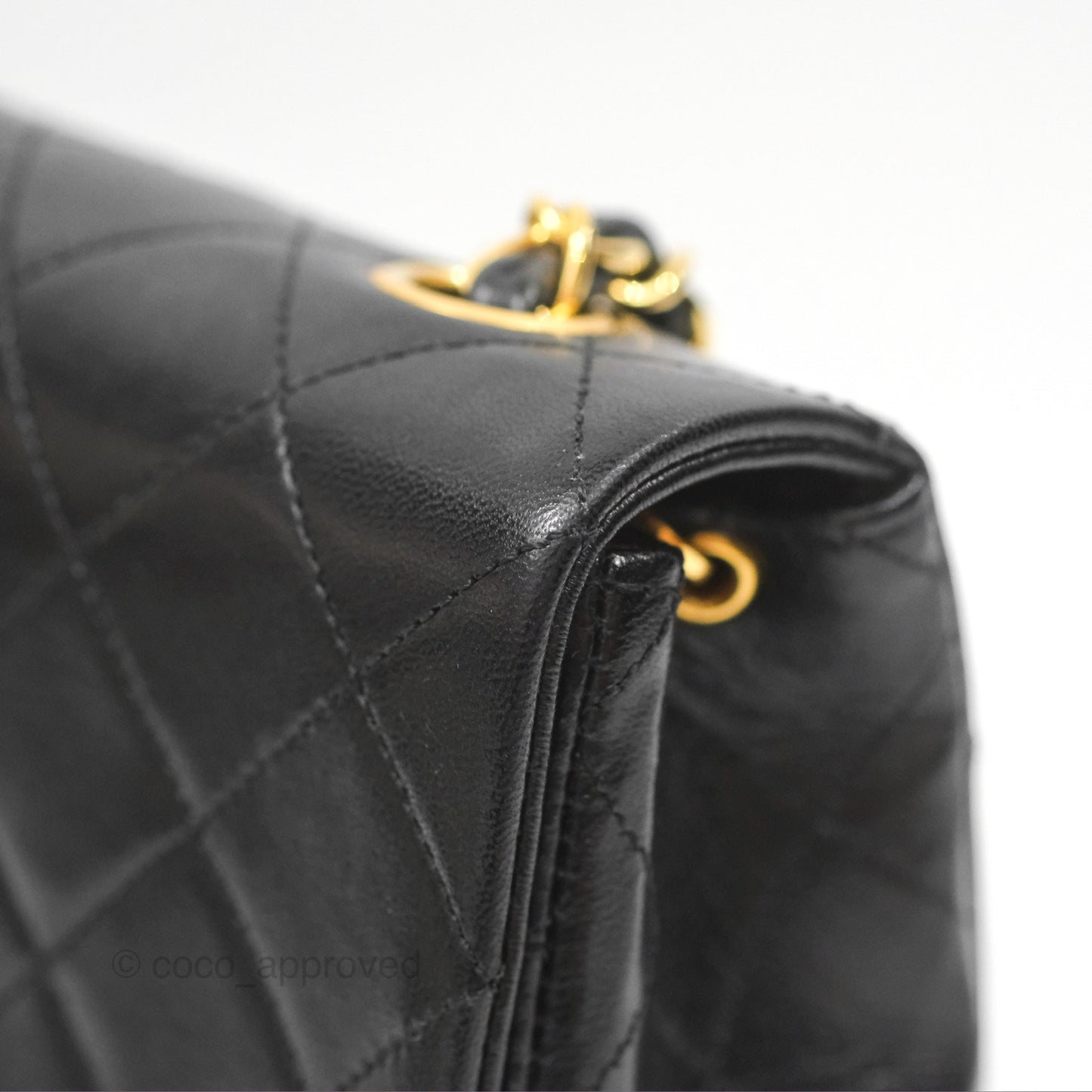 Chanel Vintage Square Flap Bag Black Lambskin 24K Gold Hardware