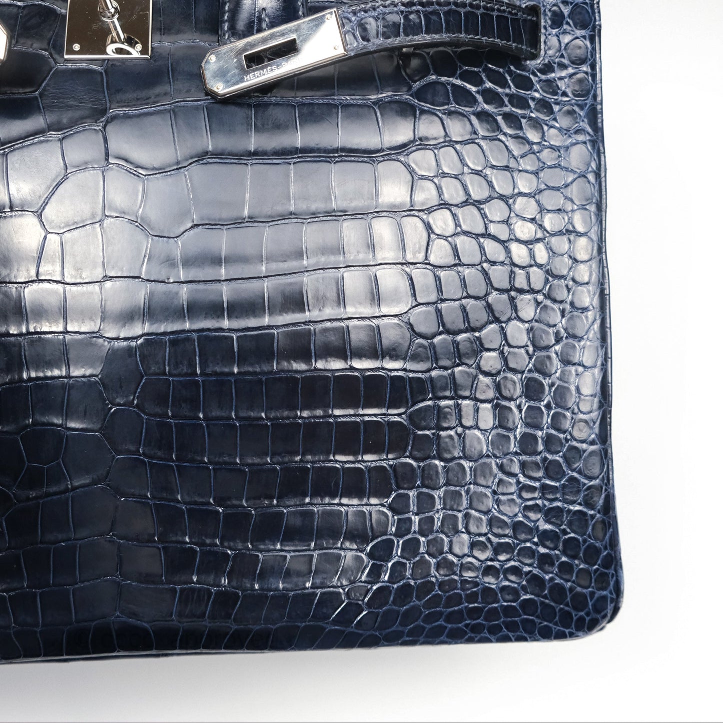 Hermès Birkin 35 Porosus Marine 78 Palladium Hardware