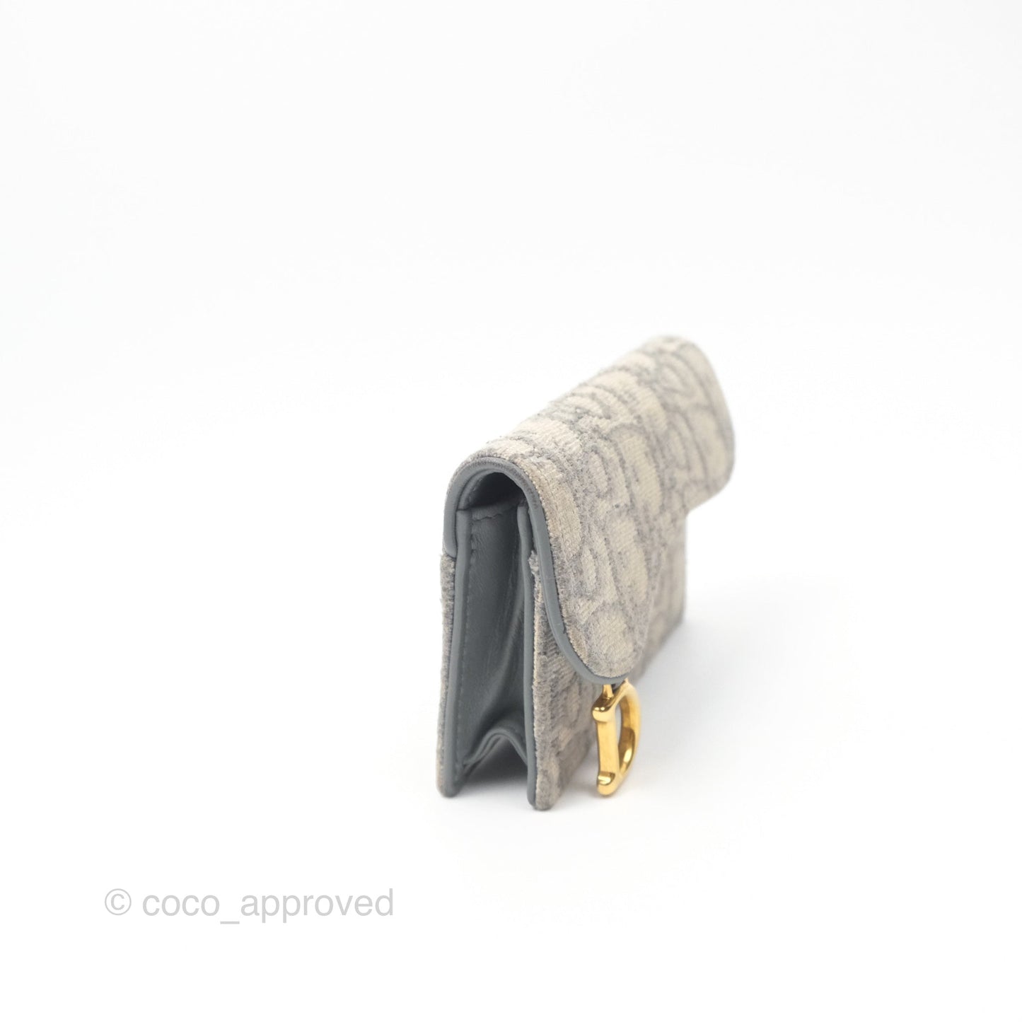 Christian Dior Saddle Bloom Card Holder Gray Dior Oblique Jacquard