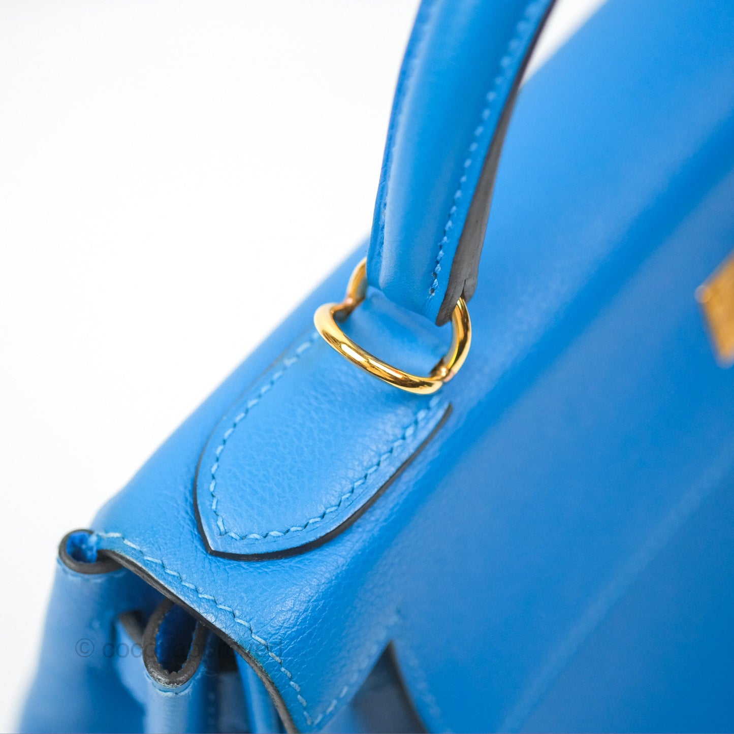 Hermès Retourne Kelly 28 Blue Evercolor Gold Hardware