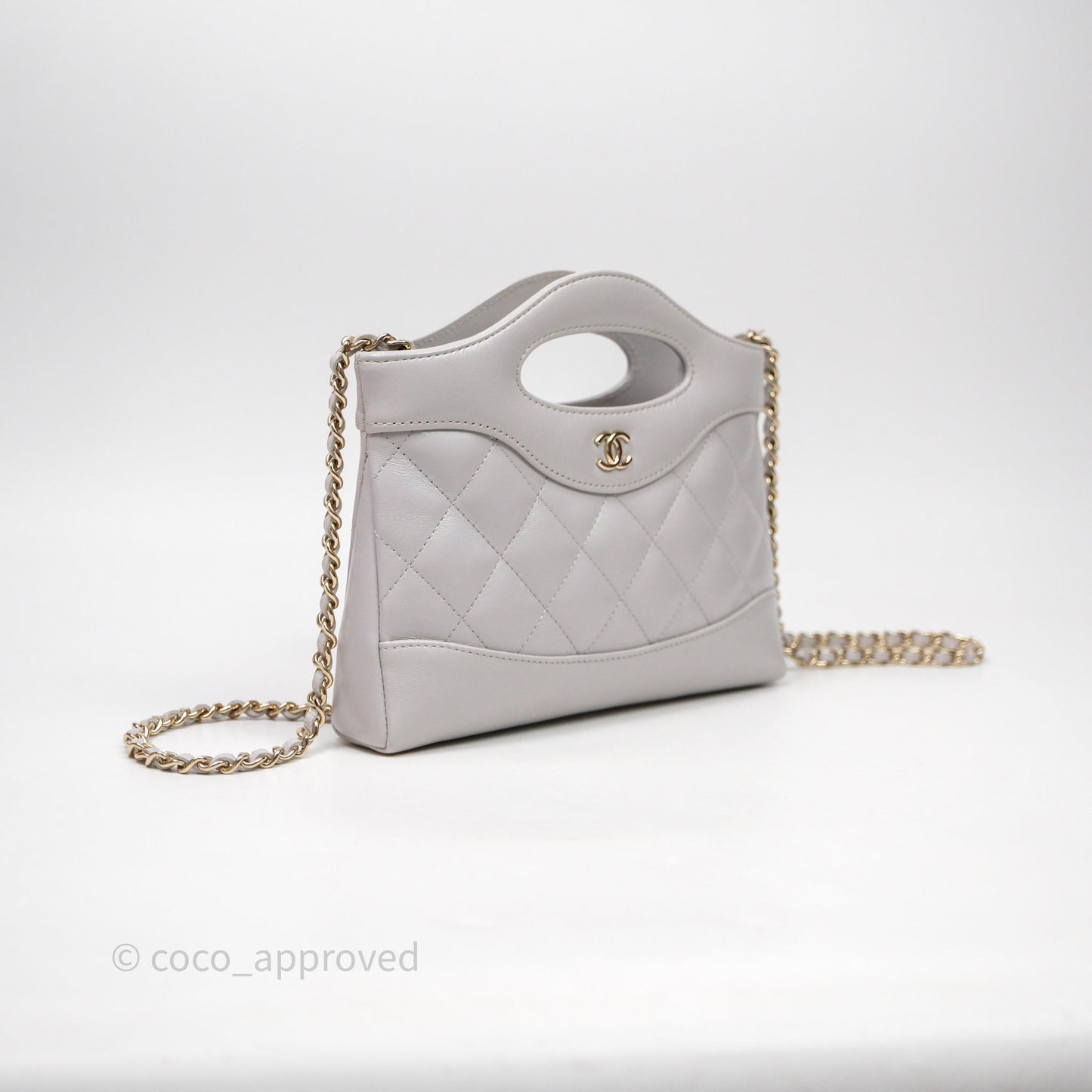 Chanel Nano 31 Grey Shiny Lambskin Gold Hardware