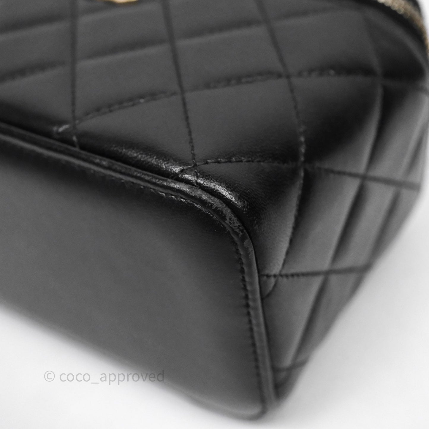 Chanel Vanity Rectangular Top Handle Black Lambskin Gold Hardware