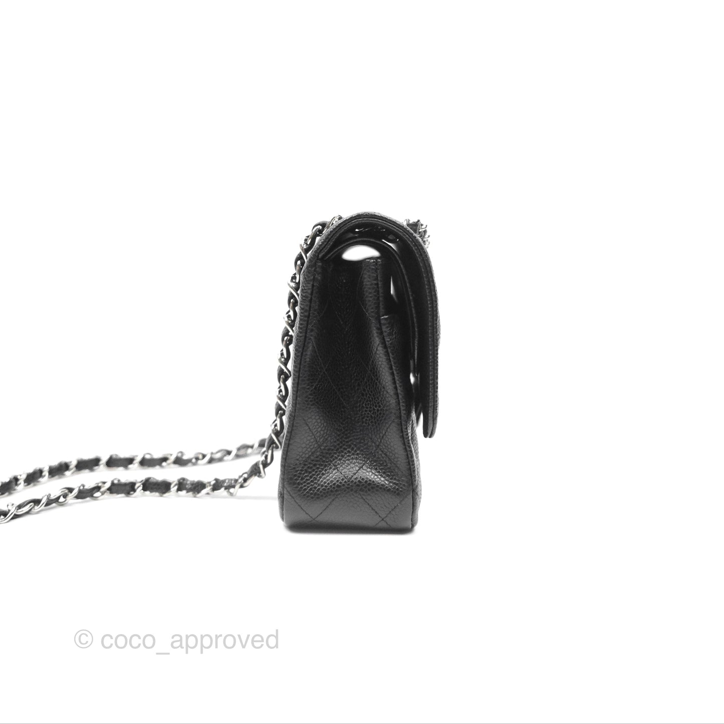 Chanel Classic M/L Medium Flap Quilted Black Caviar Silver Hardware