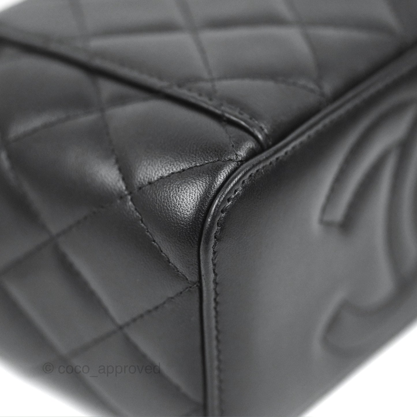 Chanel Vanity Rectangular Top Handle Black Lambskin Gold Hardware