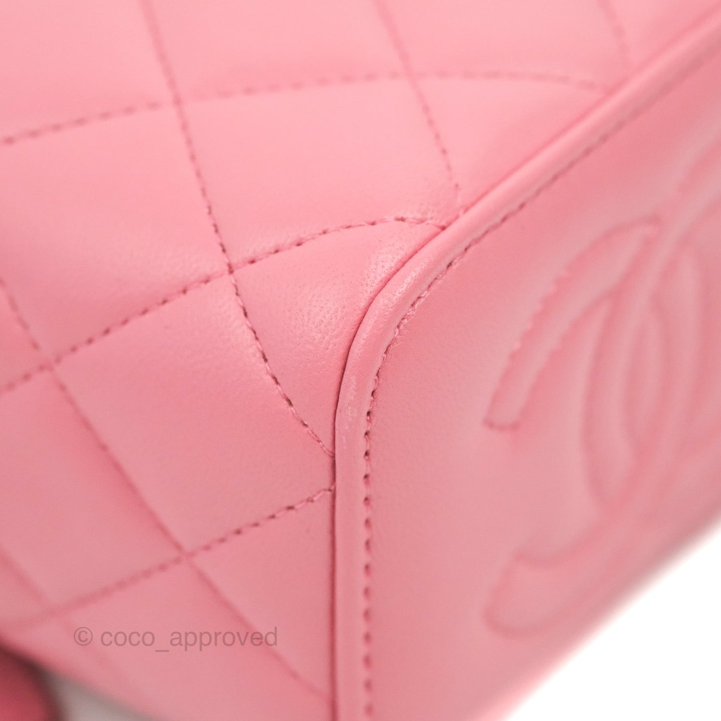 Chanel Mini Top Handle Vanity With Chain Pink Lambskin Gold Hardware