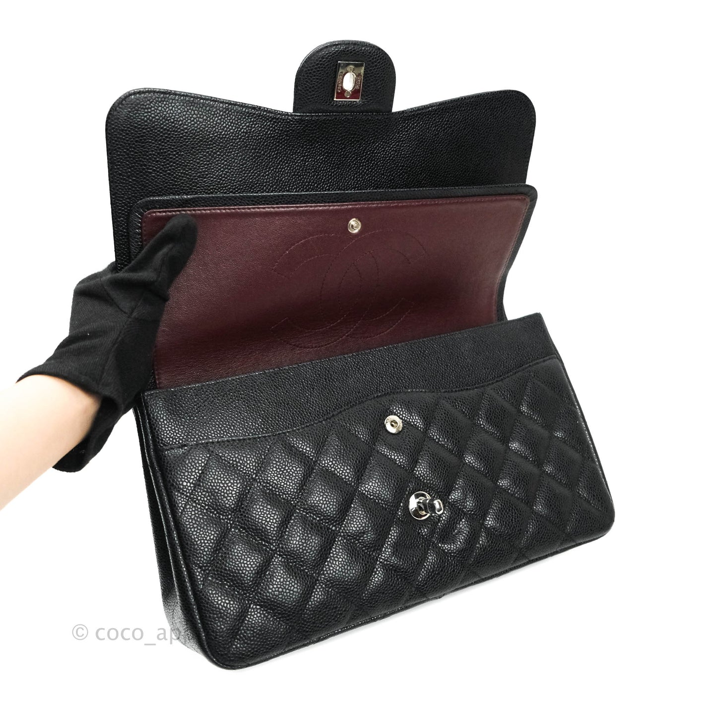 Chanel Jumbo Double Flap Black Caviar Silver Hardware⁣⁣