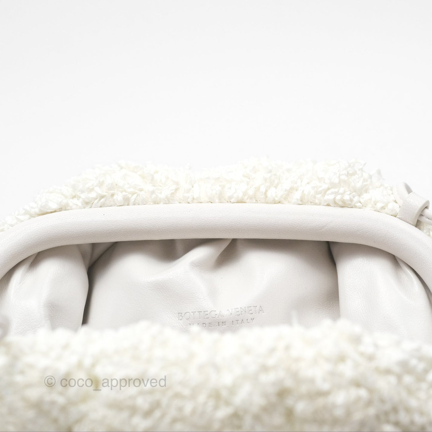 Bottega Veneta The Mini Pouch Boucle Raffia White