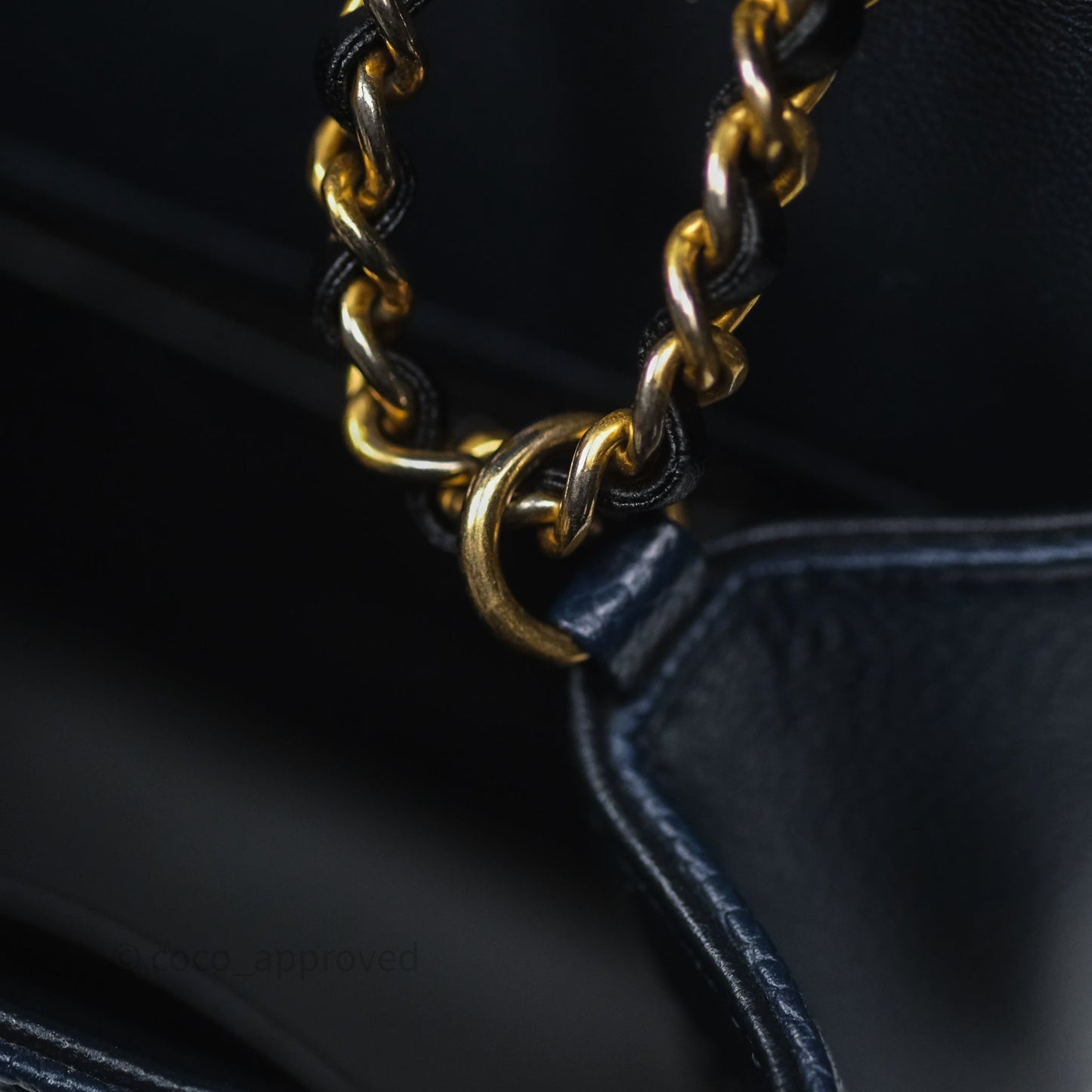 Chanel Small CC Filigree Flap Quilted Navy Black Caviar Aged Gold Hardware
