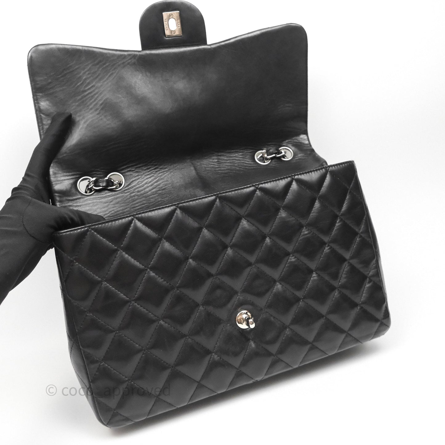 Chanel Jumbo Single Flap Black Lambskin Silver Hardware