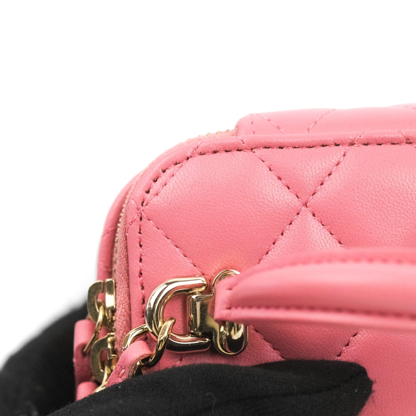 Chanel Mini Top Handle Vanity With Chain Pink Lambskin Gold Hardware