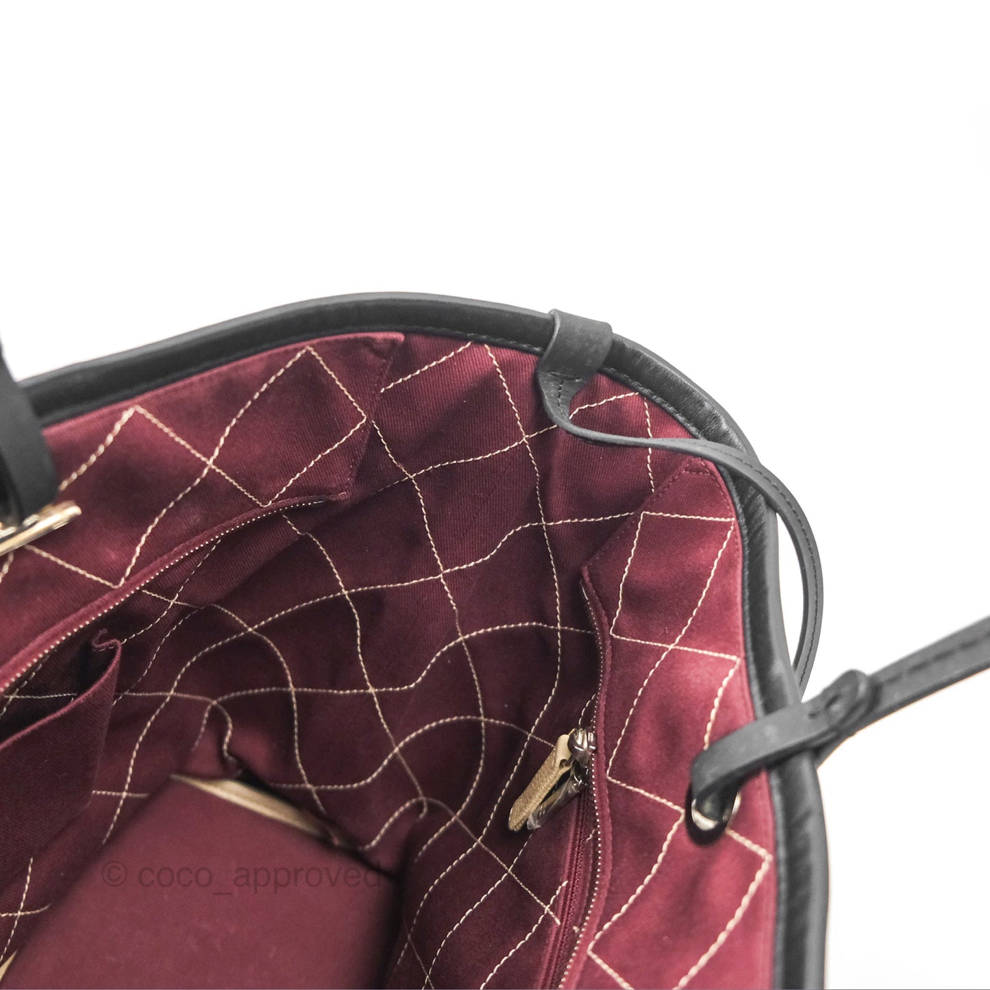 Chanel Large Fever Shopping Tote Quilted Beige Black Caviar