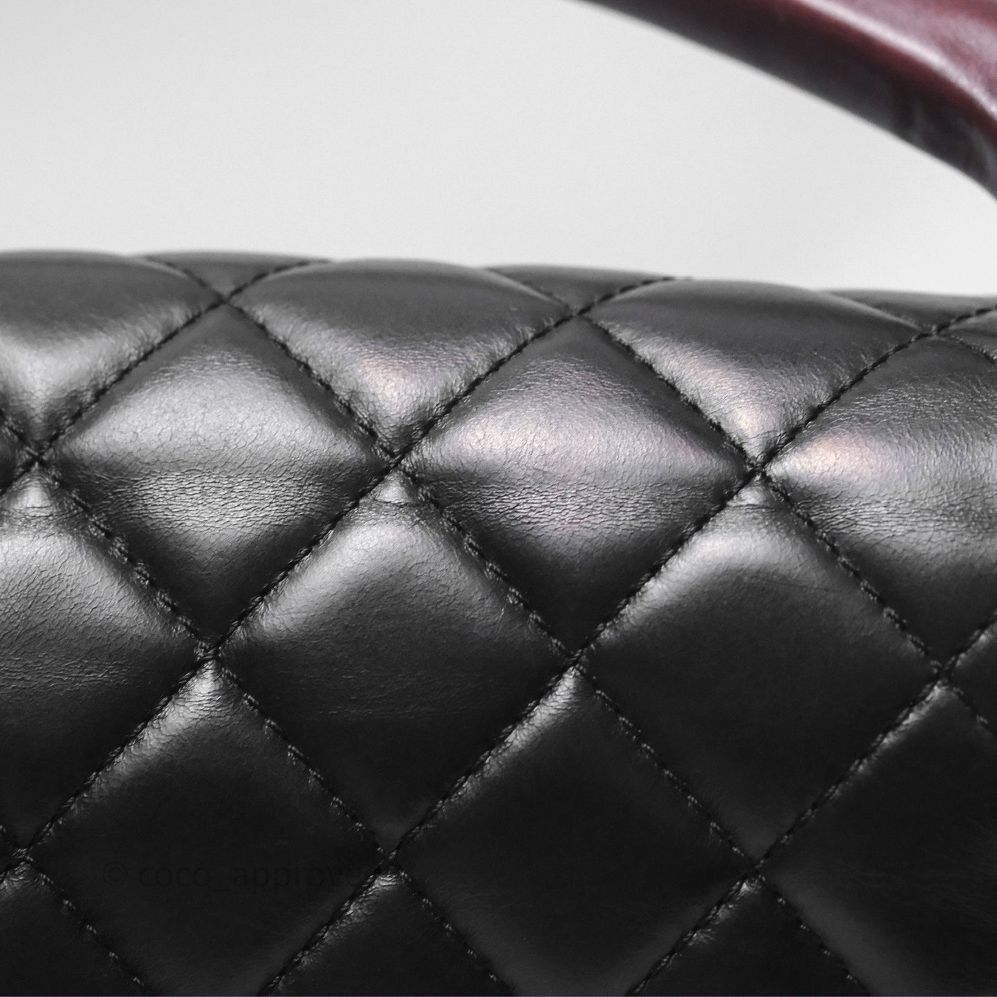 Chanel Quilted Large Prestige Top Handle Flap Calfskin Black Ruthenium Hardware