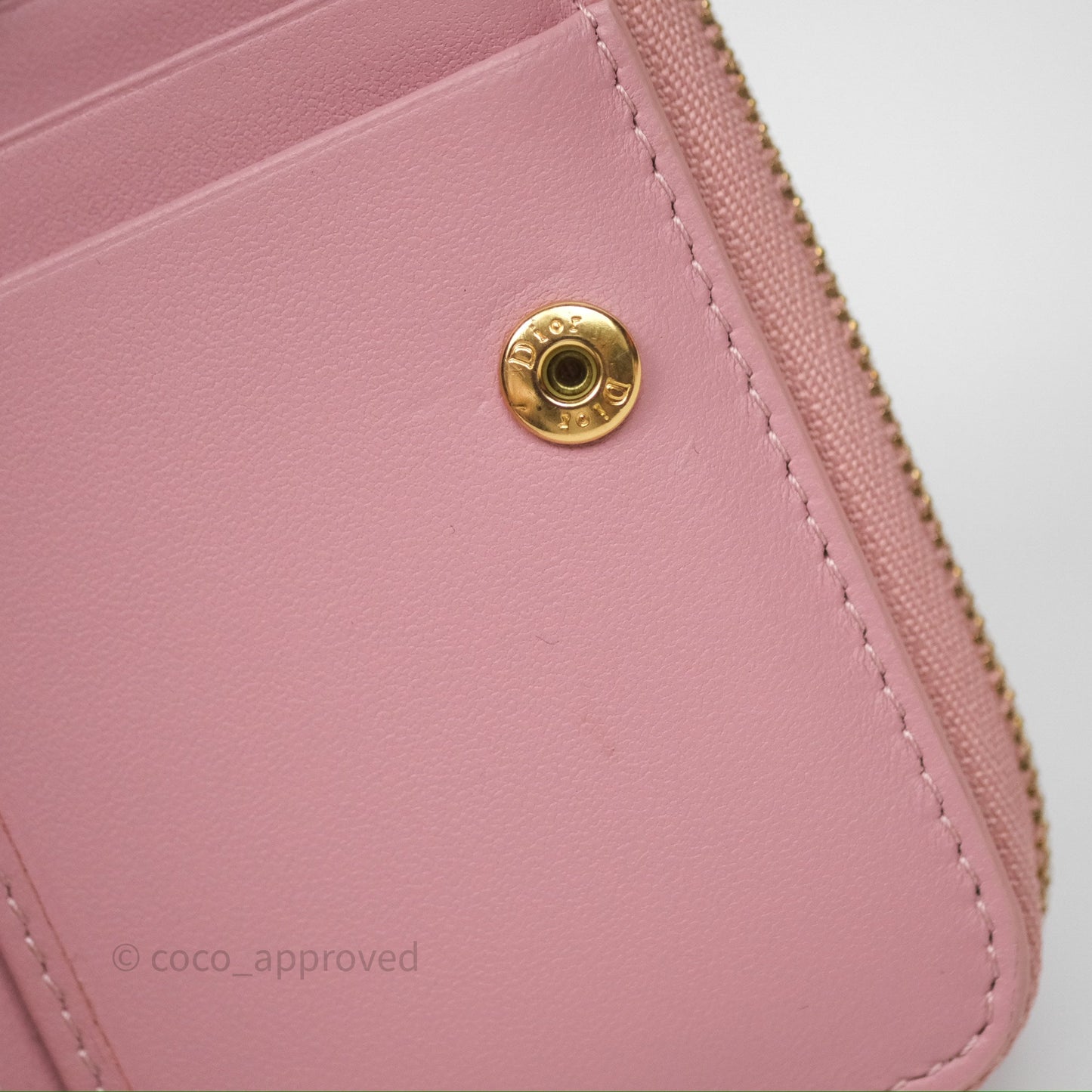 Christian Dior Medium Caro Scarlet Zipped Wallet Pink Cannage Calfskin