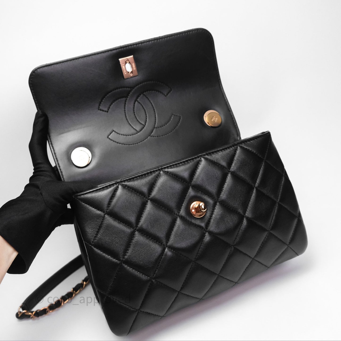 Chanel Trendy CC Small Black Lambskin Rose Gold Hardware