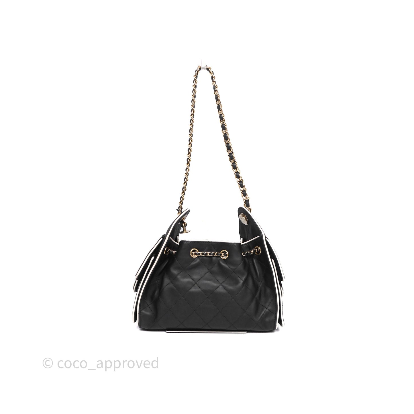 Chanel 25 Mini Bag Black/ White Calfskin Gold Hardware