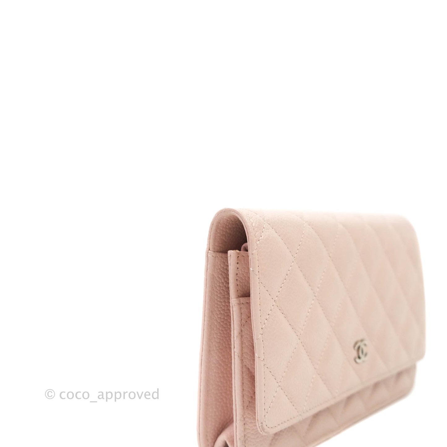 Chanel Quilted Wallet on Chain WOC Sakura Pink Caviar Silver Hardware