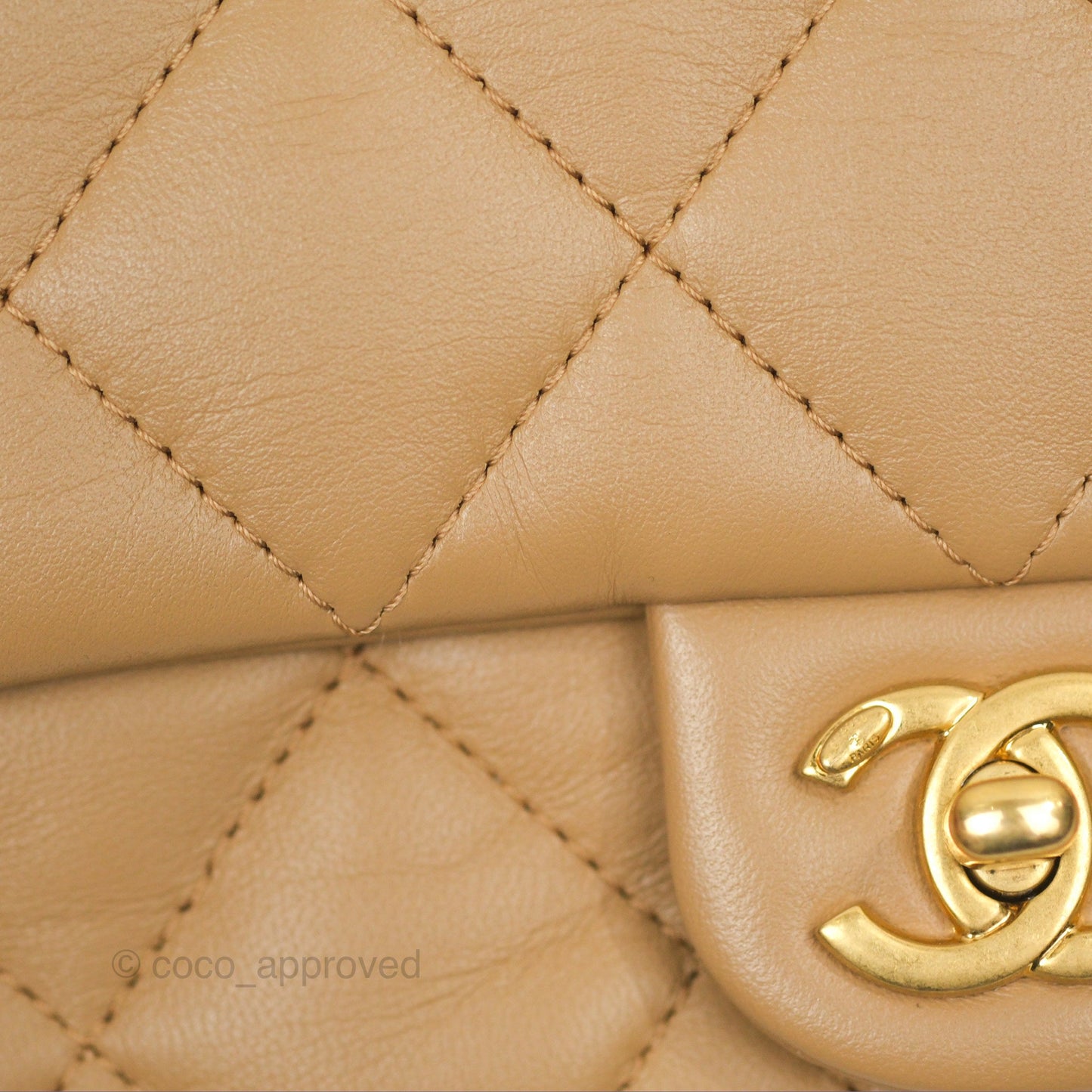 Chanel Mini Flap Bag With Heart CC Charm Dark Beige Lambskin Aged Gold Hardware