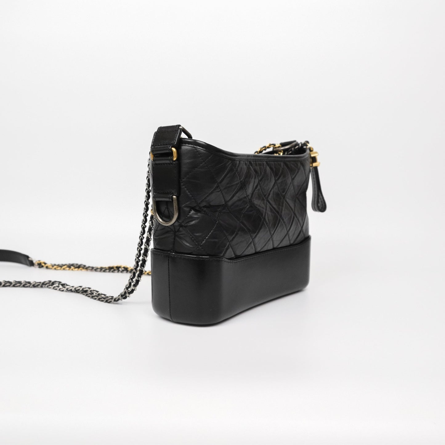 Chanel New Medium Gabrielle Hobo Quilted Black Aged Calfskin
