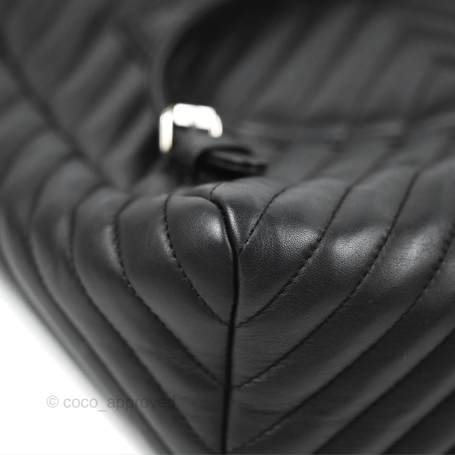 Chanel Medium Chevron Urban Spirit Backpack Black Calfskin Silver Hardware