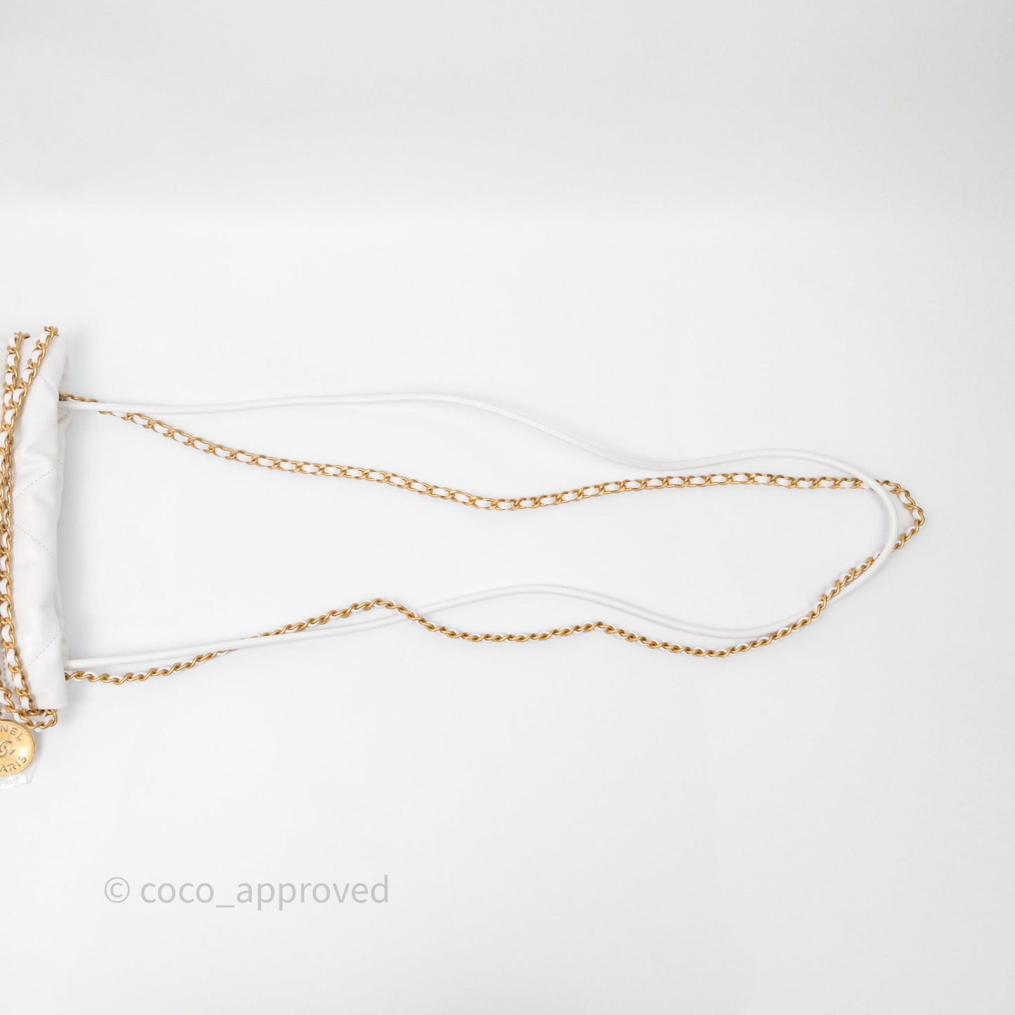 Chanel 22 Mini Bag White Shiny Crumpled Calfskin Aged Gold Hardware