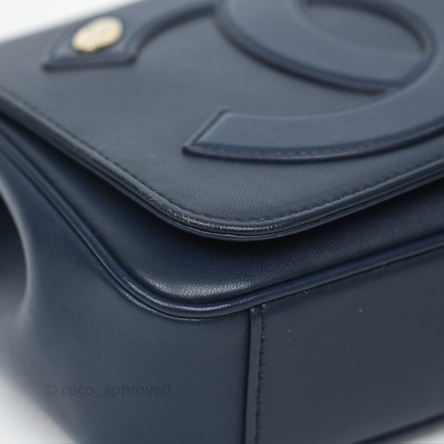 Chanel CC Mania Flap Bag Navy Lambskin Gold Hardware