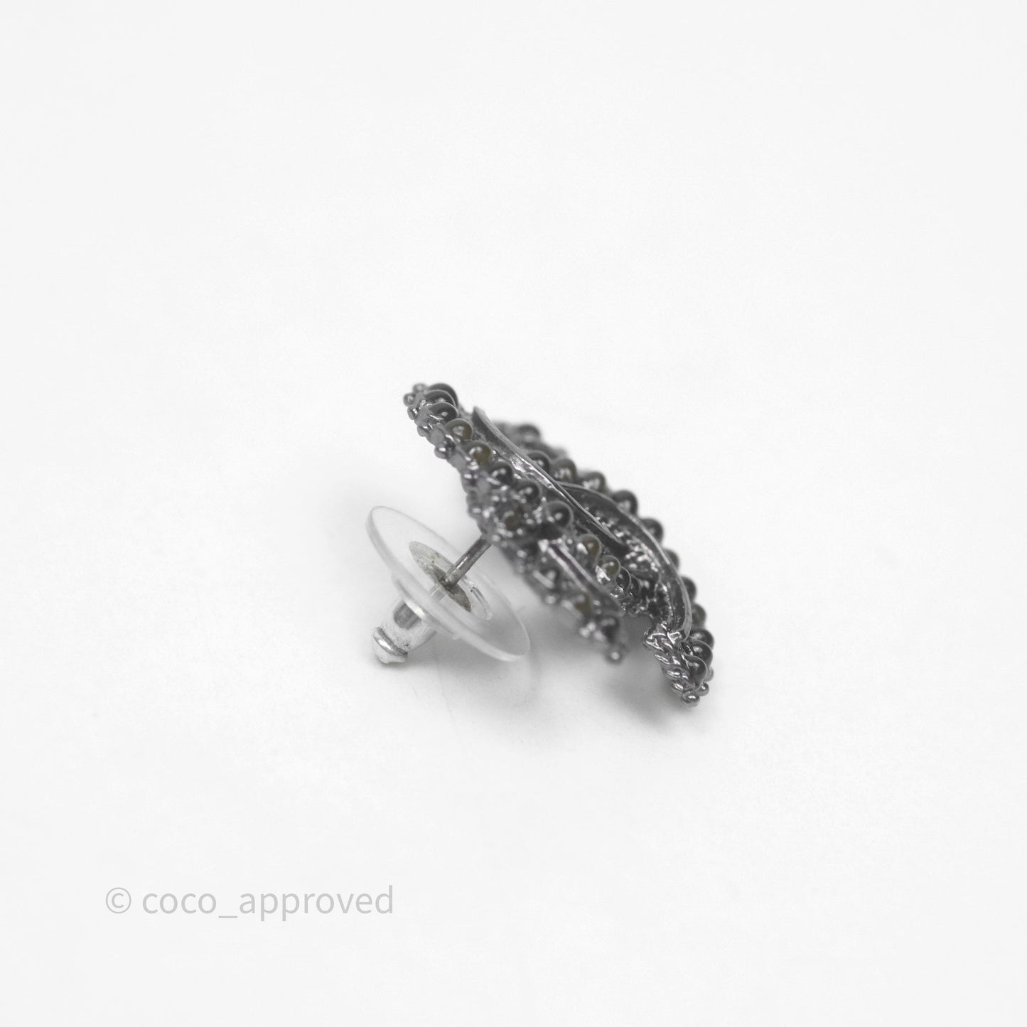 Chanel Resin Stone CC Earrings Ruthenium Hardware 14A