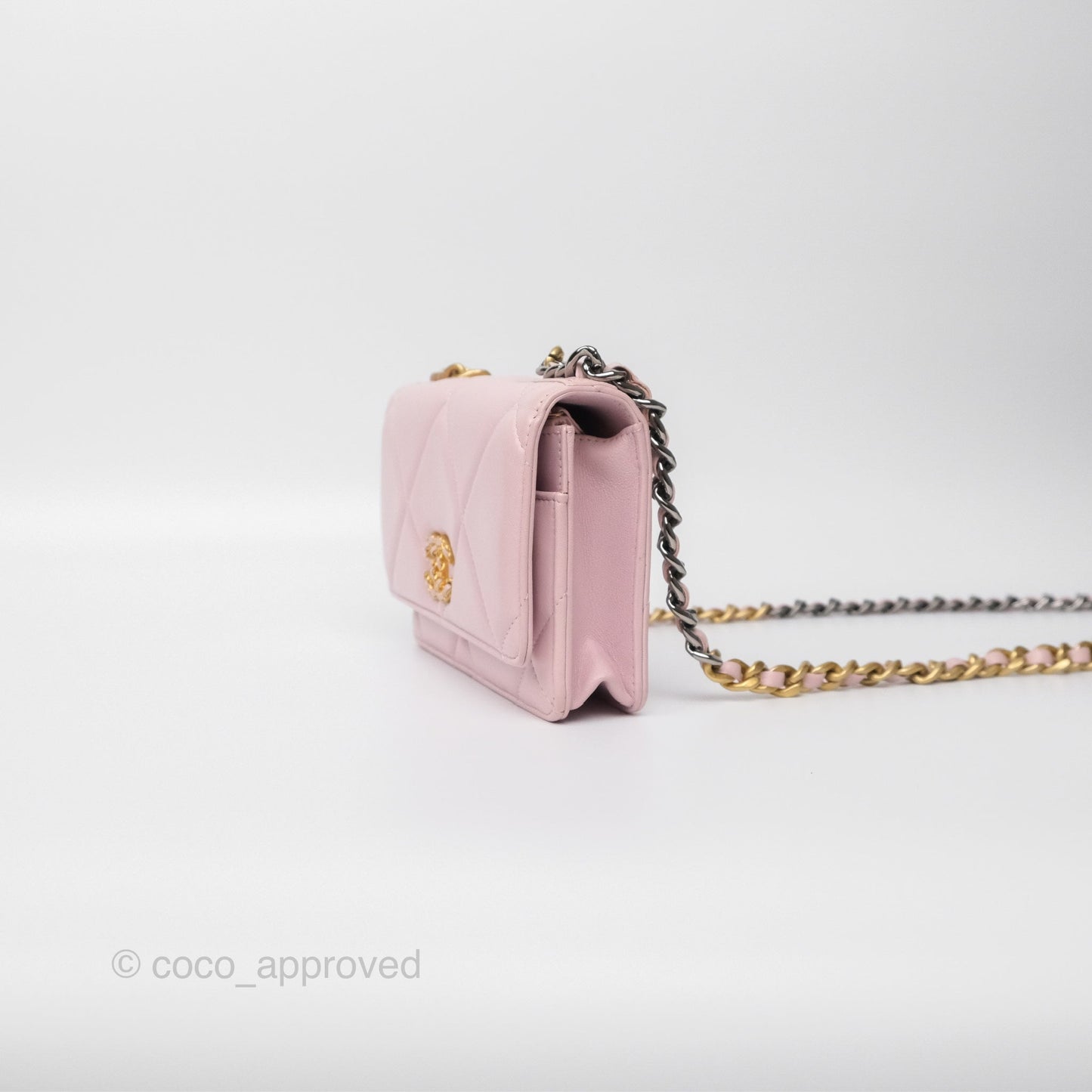 Chanel 19 Wallet on Chain WOC Light Pink Lambskin Mixed Hardware