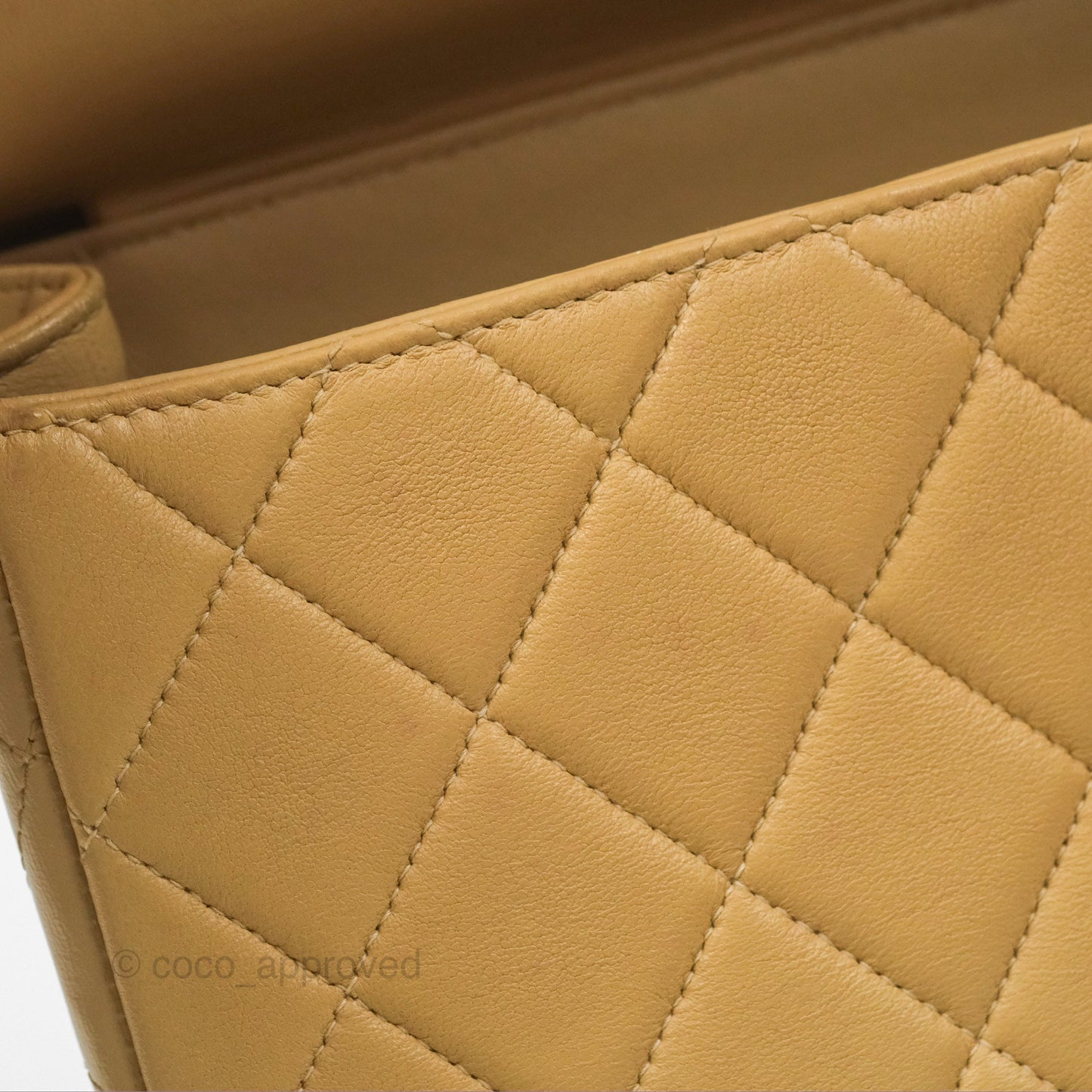 Chanel Vintage Double Sided Flap Bag Quilted Beige Lambskin Gold Hardware