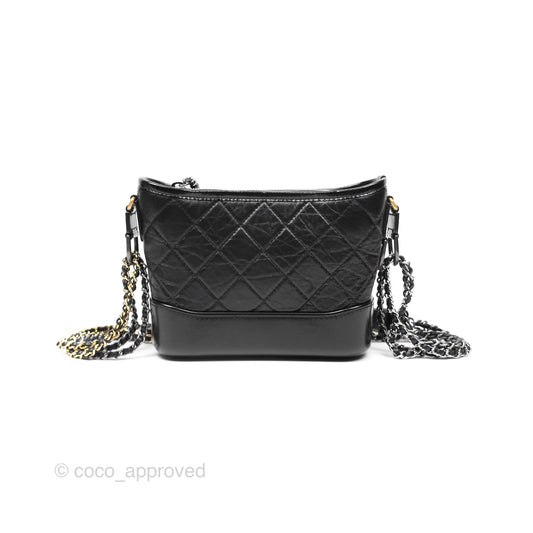 Chanel Small Gabrielle Hobo Quilted Black Aged Calfskin