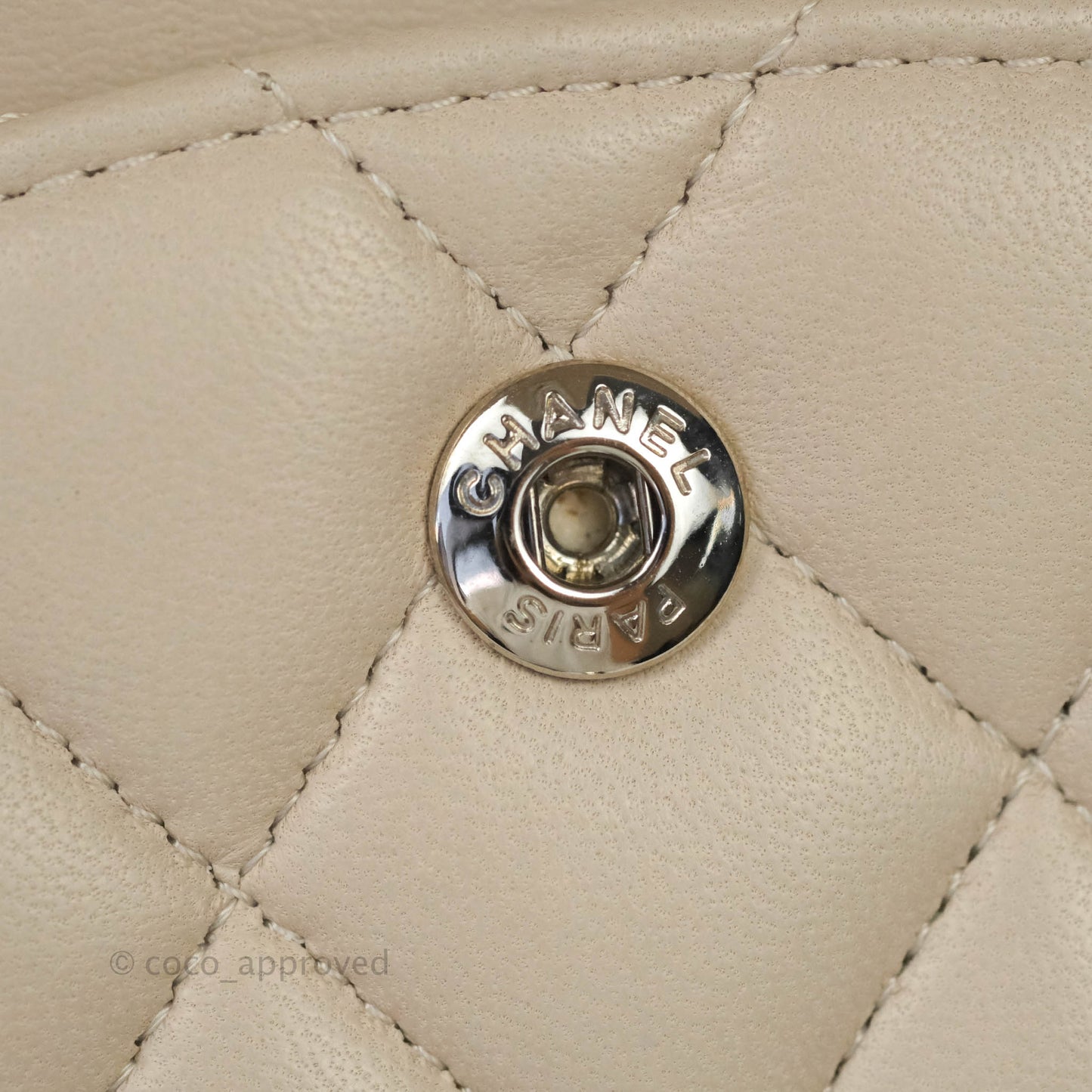 Chanel Classic M/L Medium Double Flap Cream Lambskin Silver Hardware