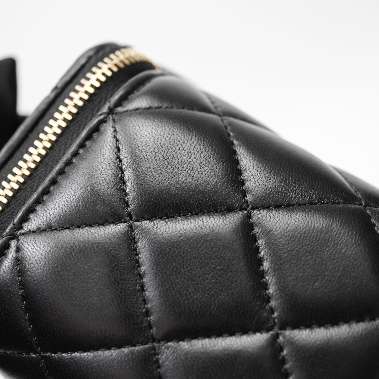 Chanel Top Handle Vanity Rectangular Black Lambskin Aged Gold Hardware