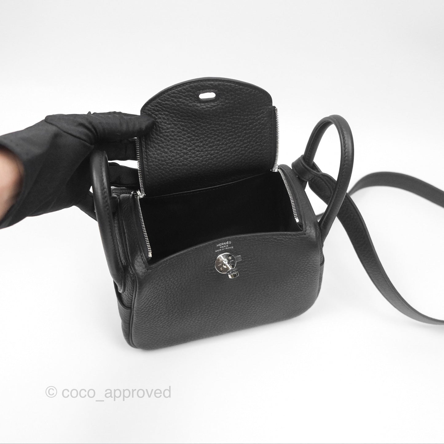 Hermès Mini Lindy 20 Noir 89 Clemence Palladium Hardware