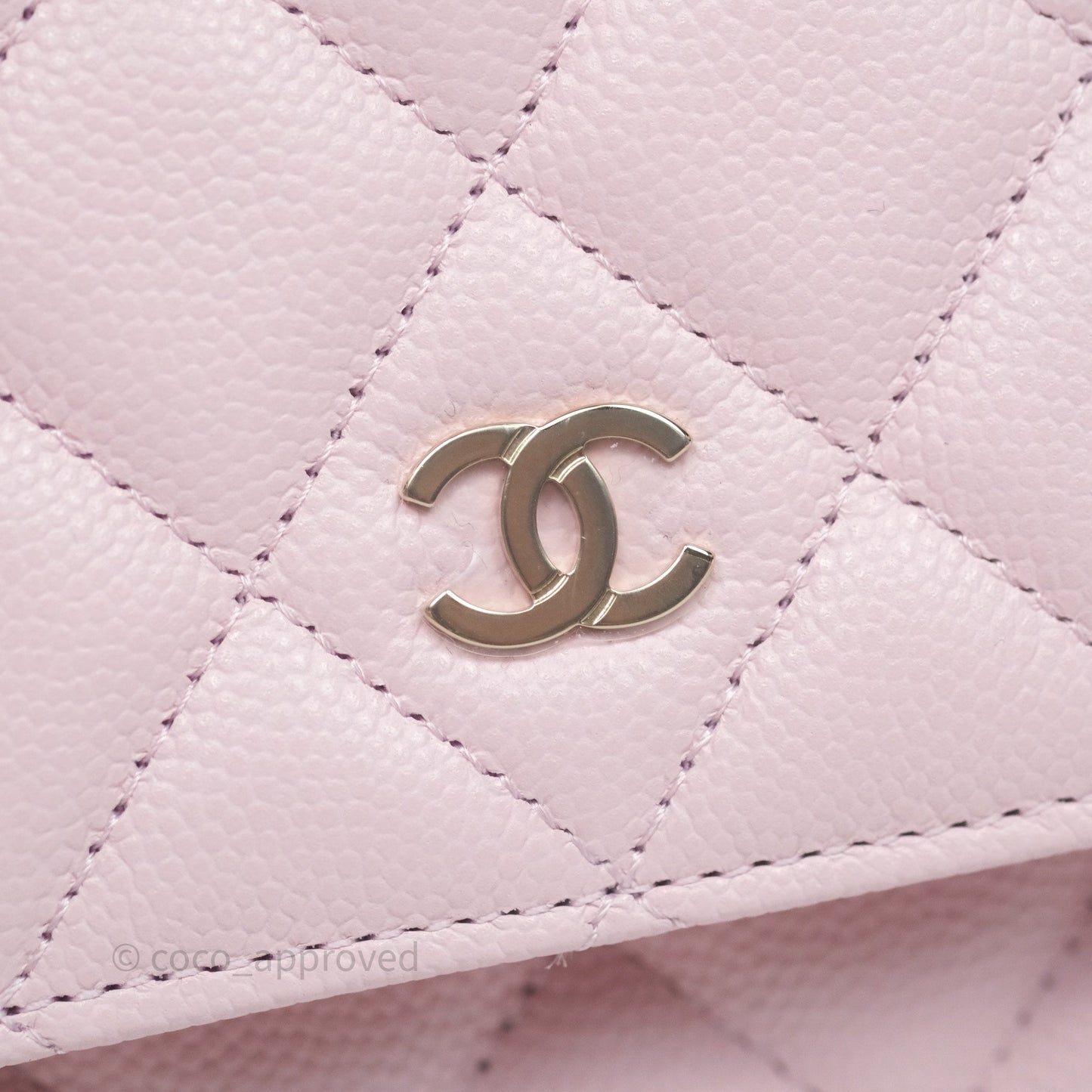 Chanel Classic Quilted Wallet on Chain WOC Light Pink Caviar Gold Hardware