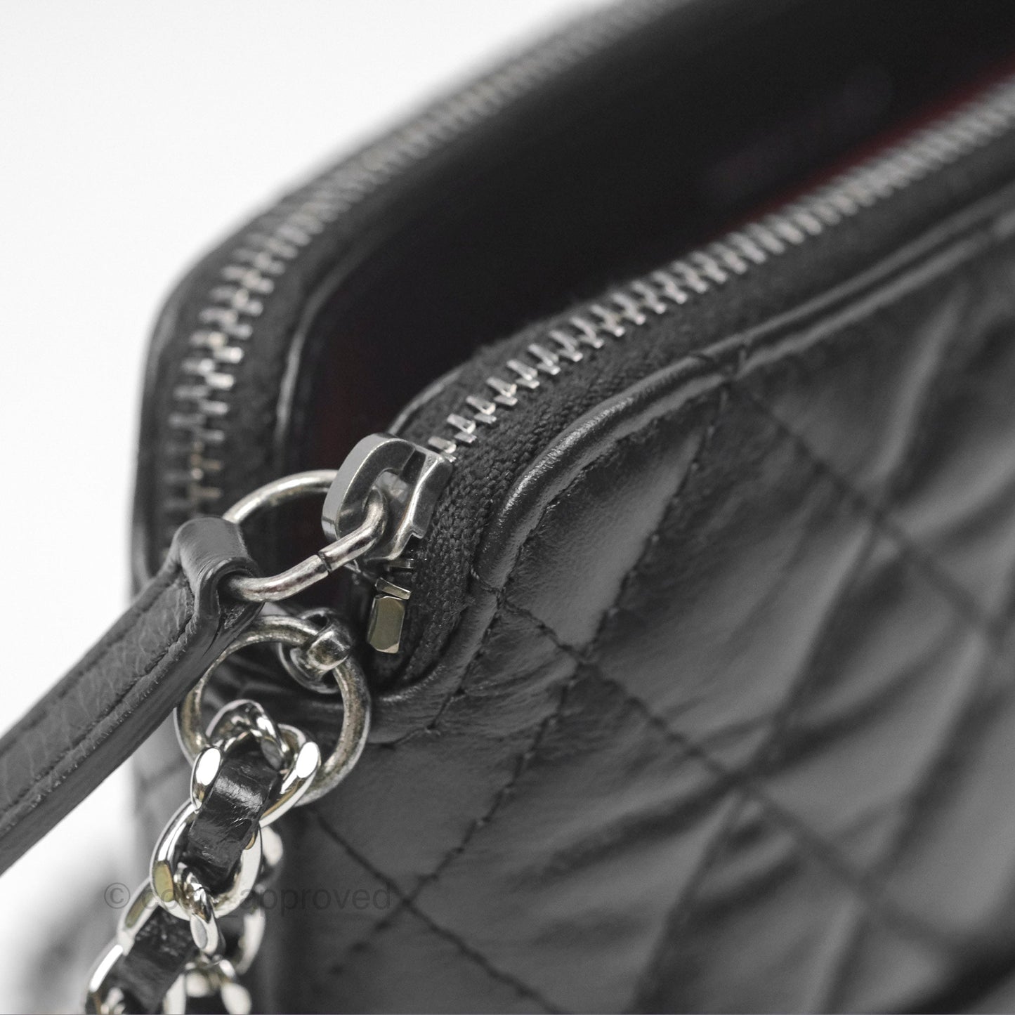 Chanel Gabrielle Clutch With Logo Strap Aged Calfskin Black Mixed Hardware