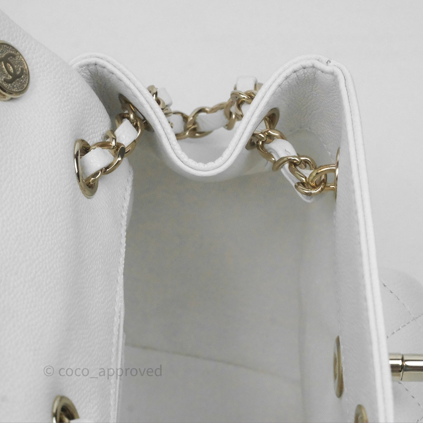 Chanel Small Duma Backpack White Caviar Gold Hardware