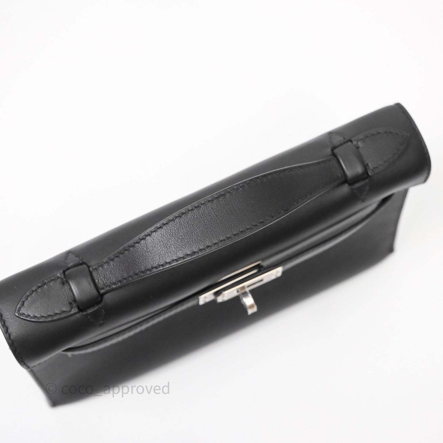Hermès Kelly Pochette Clutch Black Swift Palladium Hardware