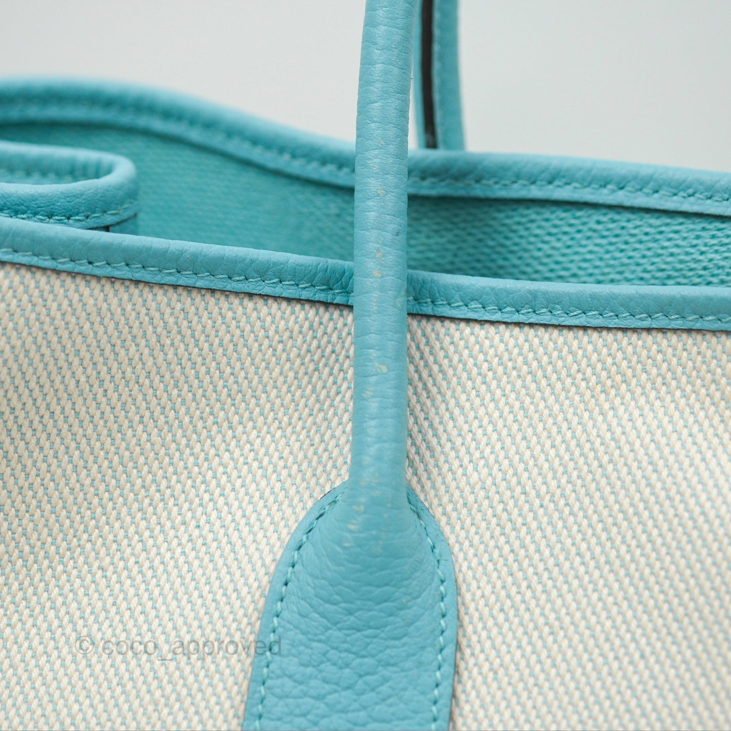 Hermès Garden Party 36 Country Ecru Bleu Atoll Canvas