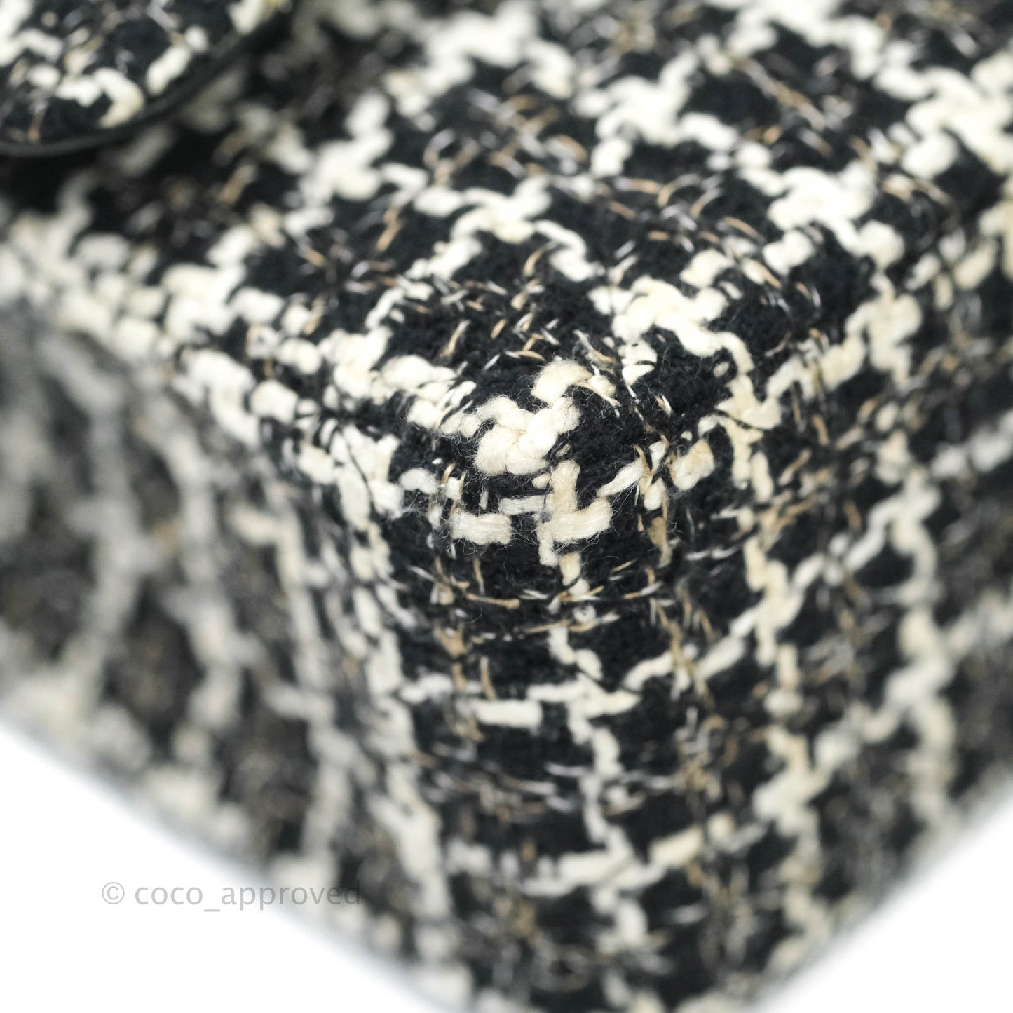Chanel Classic M/L Medium Quilted Double Flap Bag Lambskin Tweed Black & White Silver Hardware