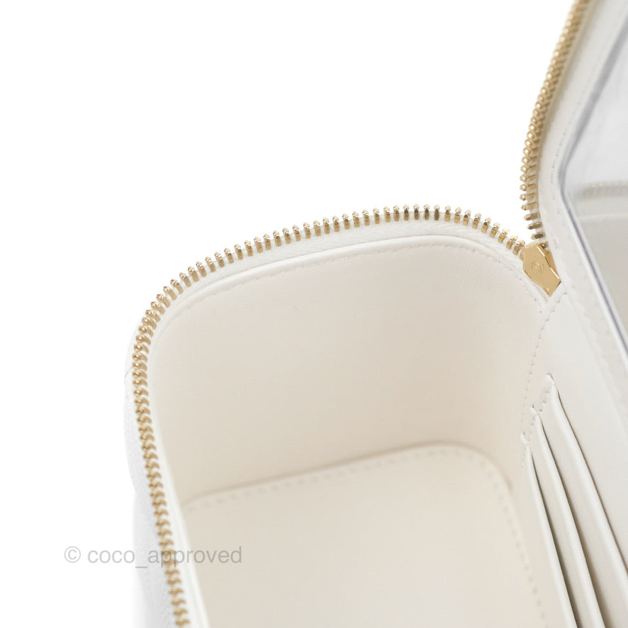 Chanel Classic Vanity with Chain White Caviar Gold Hardware