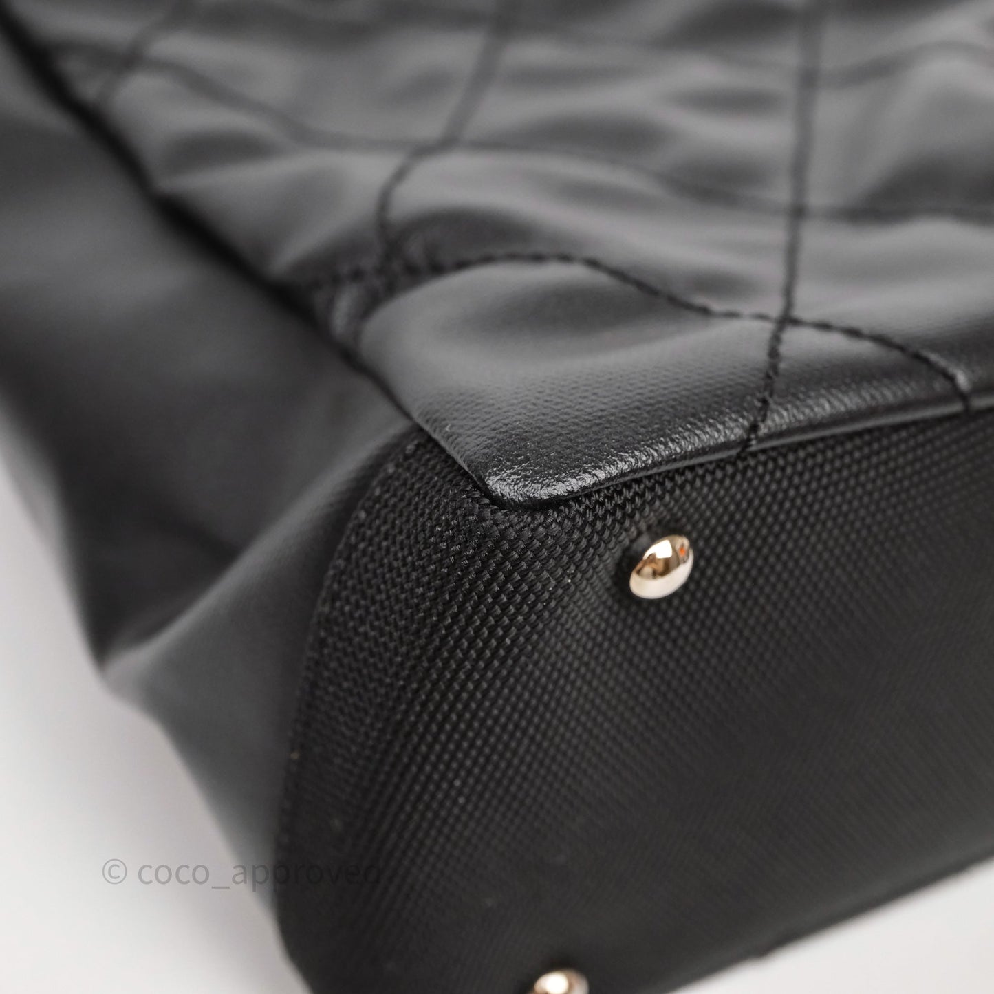 Chanel Quilted Paris Biarritz Tote PM Black Coated Canvas