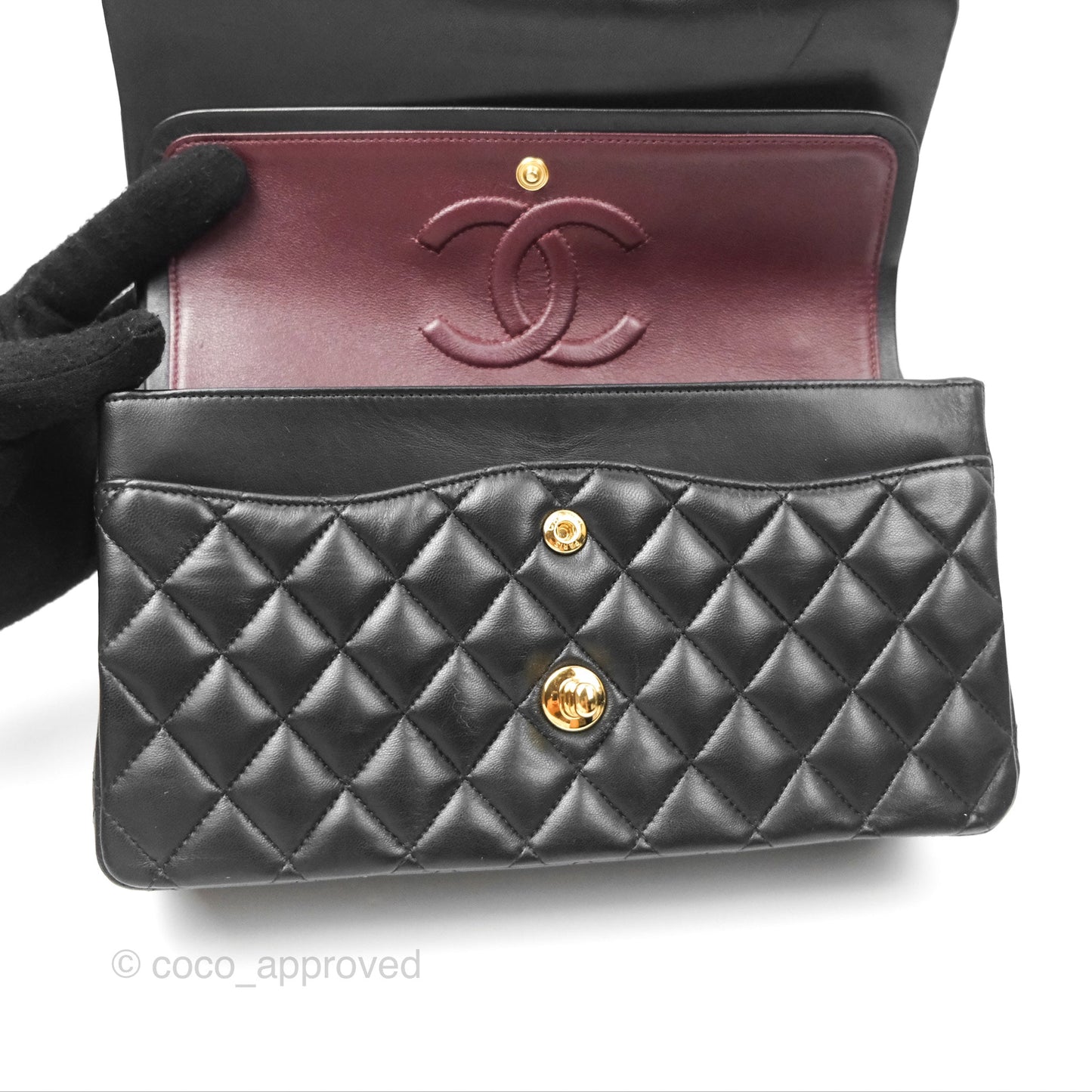 Chanel Classic M/L Medium Flap Quilted Black Lambskin Gold Hardware